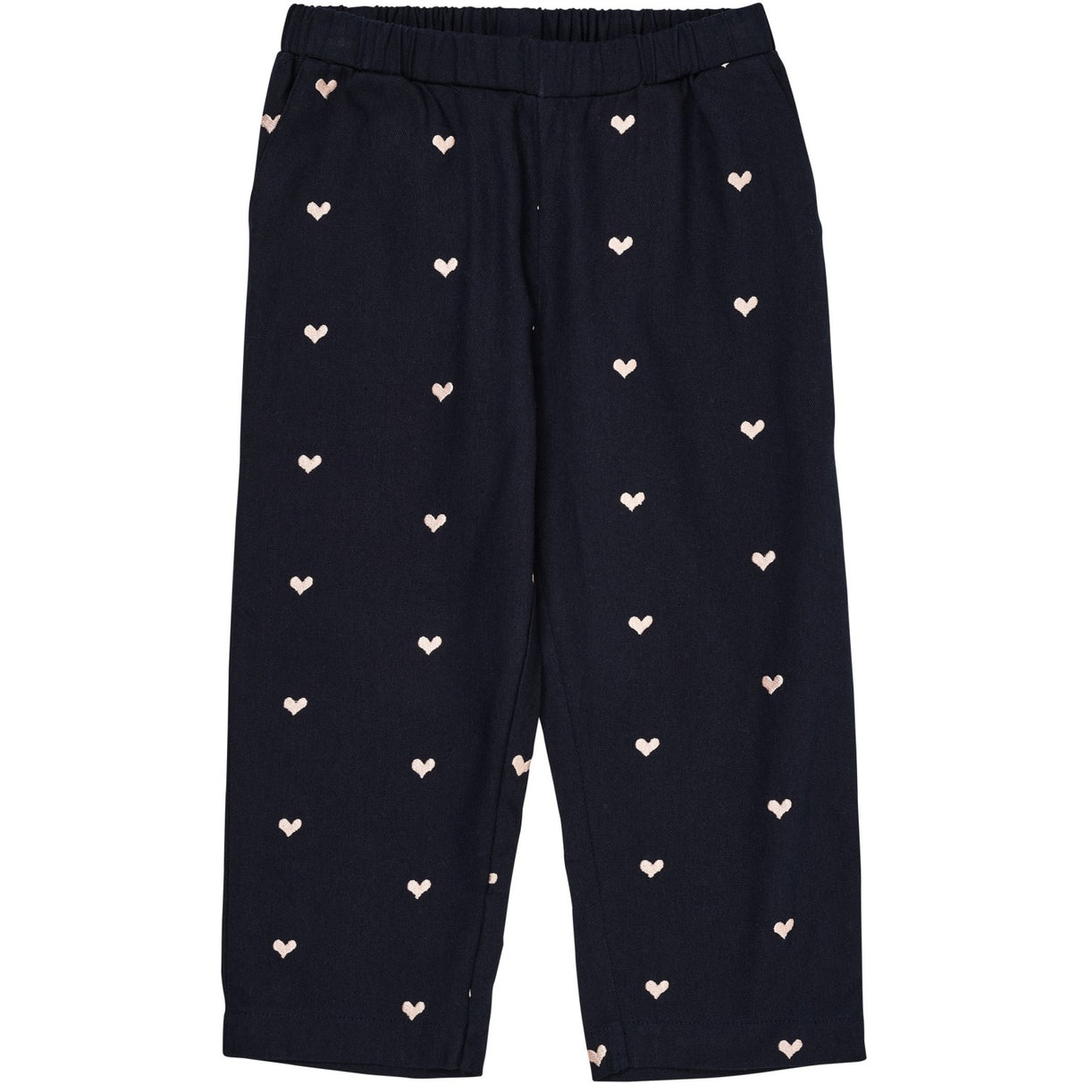 COPENHAGEN COLORS Navy W. Soft Pink Hearts Twill Heart Pants