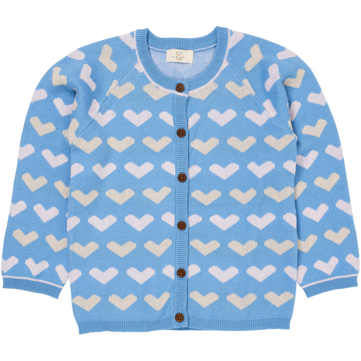 COPENHAGEN COLORS Sky Blue Comb. Knitted Heart Cardigan