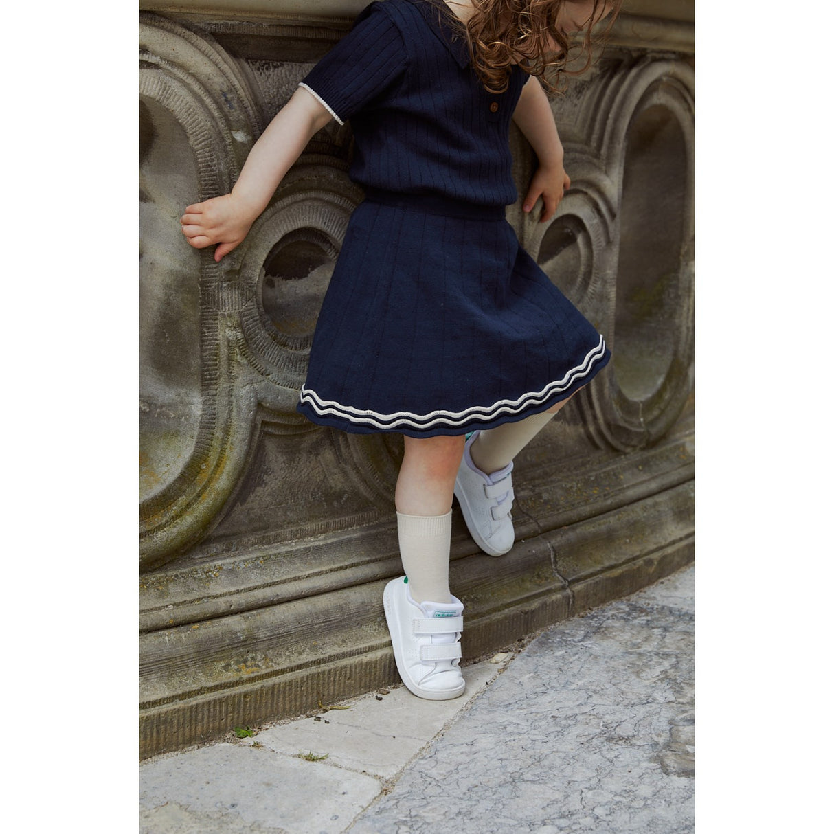 COPENHAGEN COLORS Navy/Cream Comb. Knitted Tennis Skirt