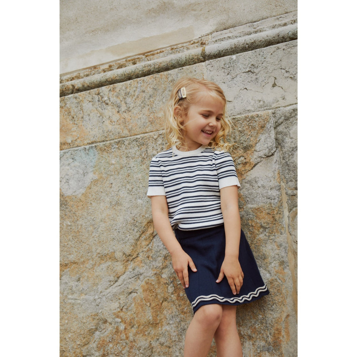 COPENHAGEN COLORS Navy/Cream Comb. Knitted Tennis Skirt