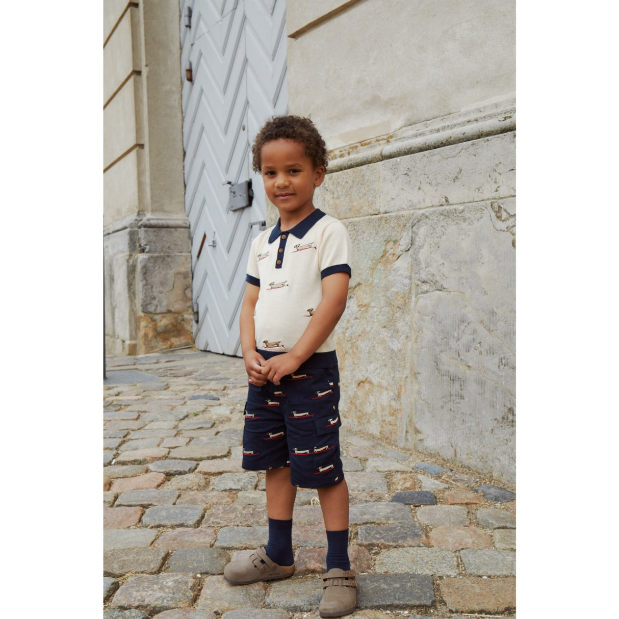 COPENHAGEN COLORS Navy w. Surfing Dog Twill Shorts