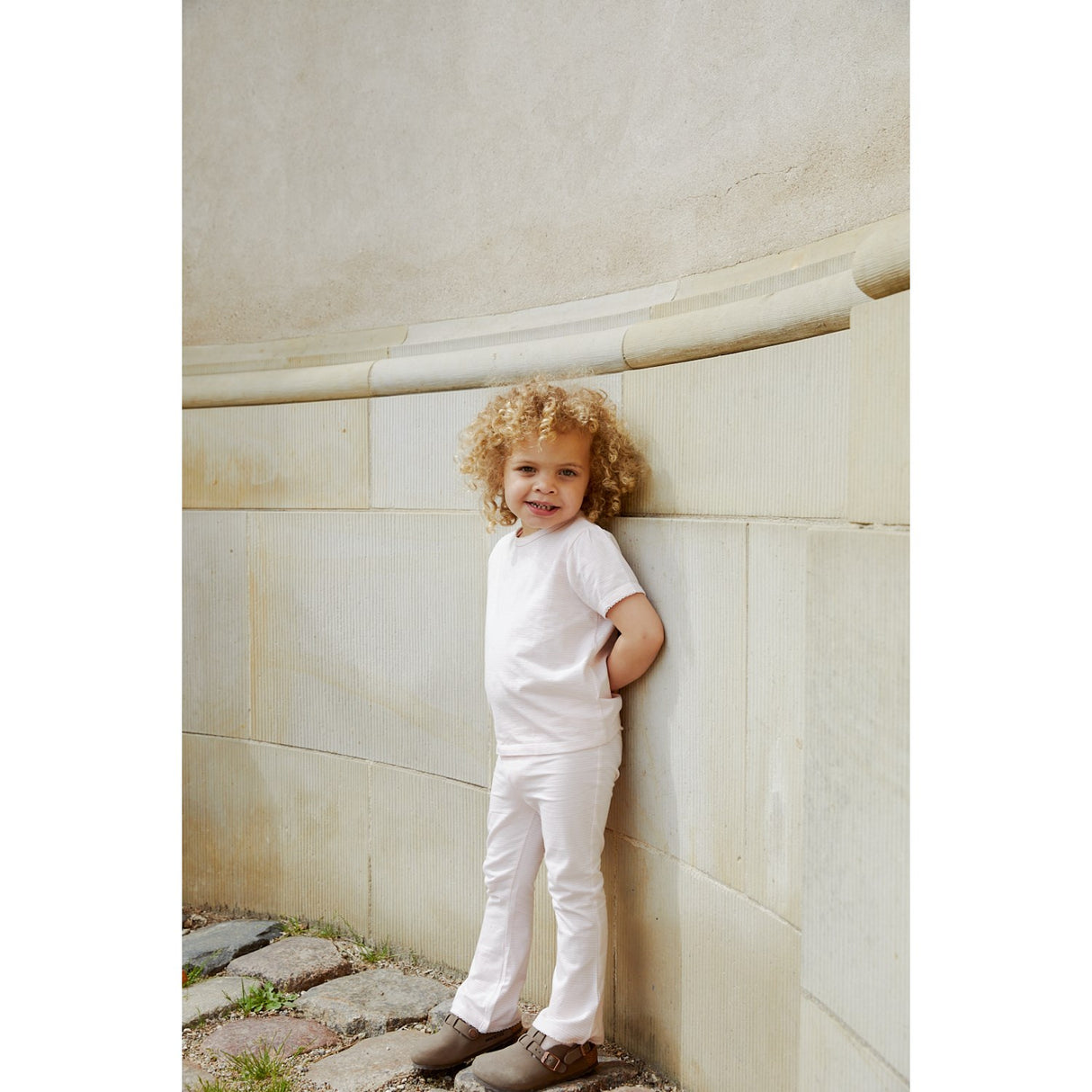 COPENHAGEN COLORS Ballerina/Cream Stripe Striped Flare Pants