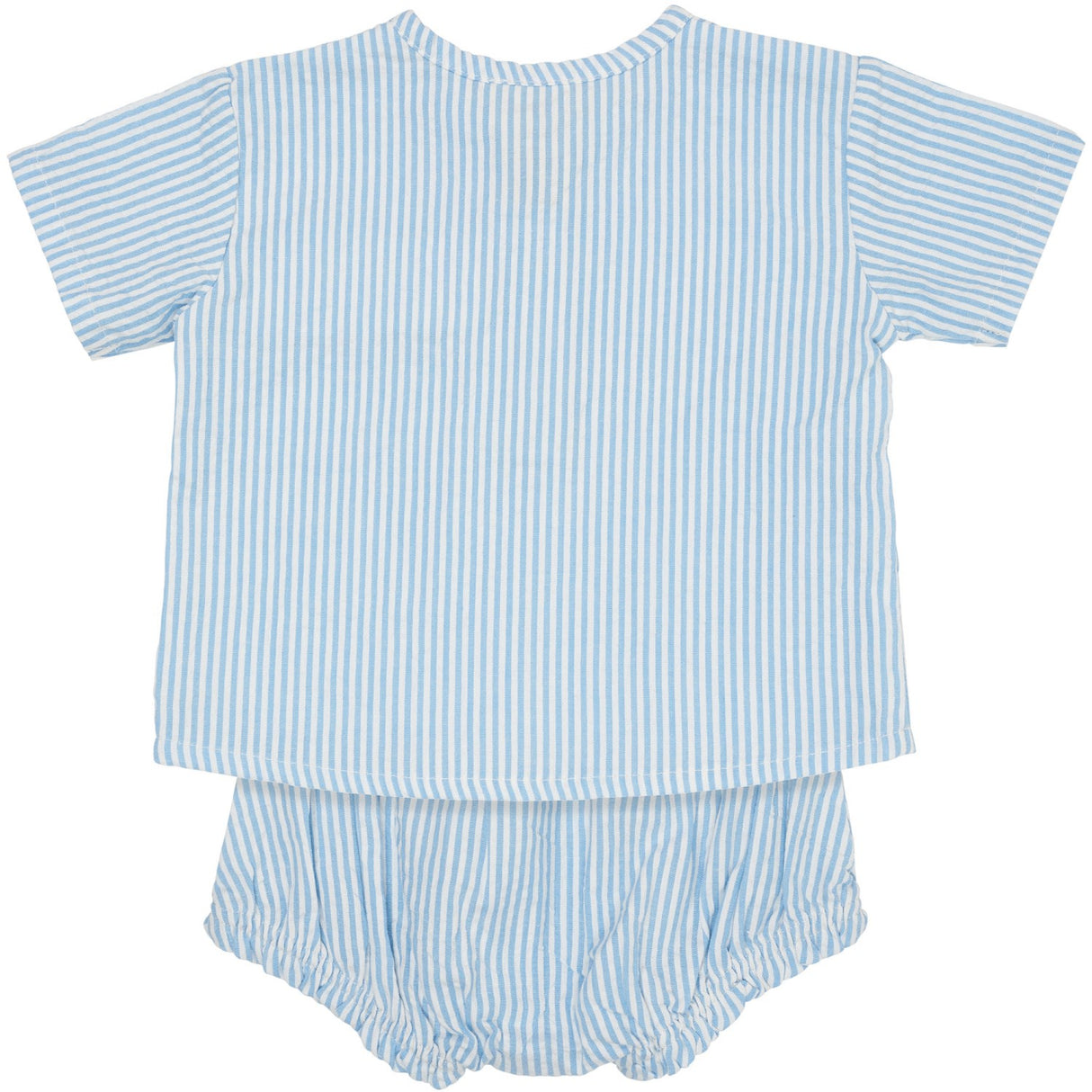 COPENHAGEN COLORS Sky Blue W Cream Stripe Seersucker Baby Set