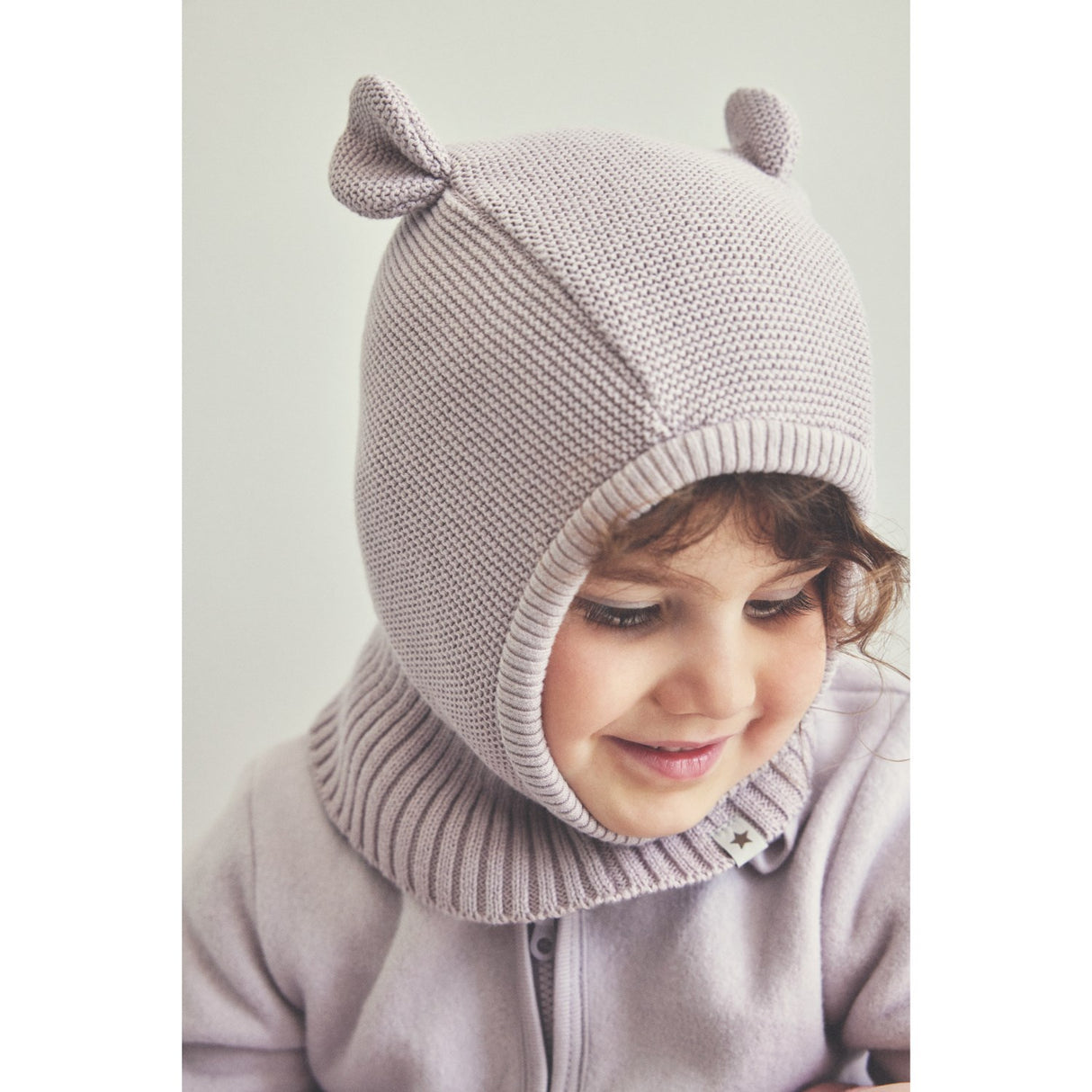 Huttelihut Cloud Gray Balaclava Knit w. Ears