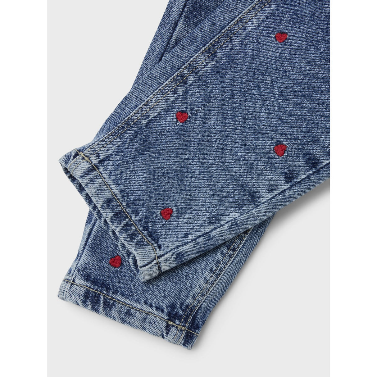 Name It Medium Blue Denim Heart Bella Mom Embroidery Jeans