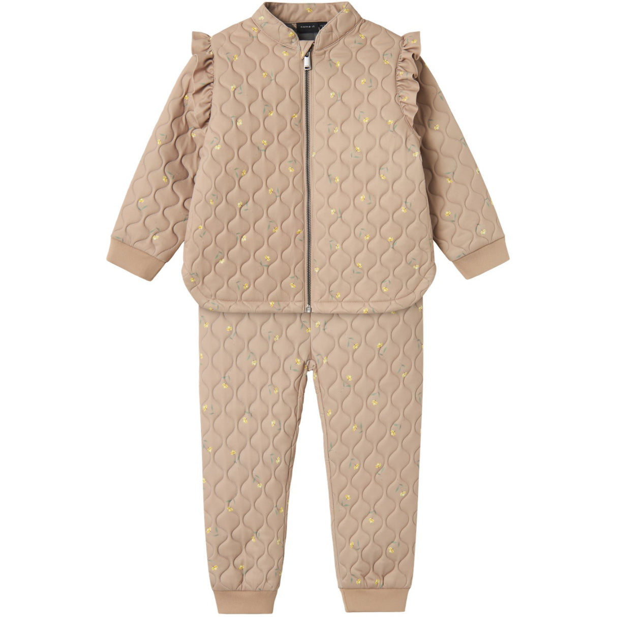 Name It Light Taupe Flower Moon Quilted Set AOP Fo