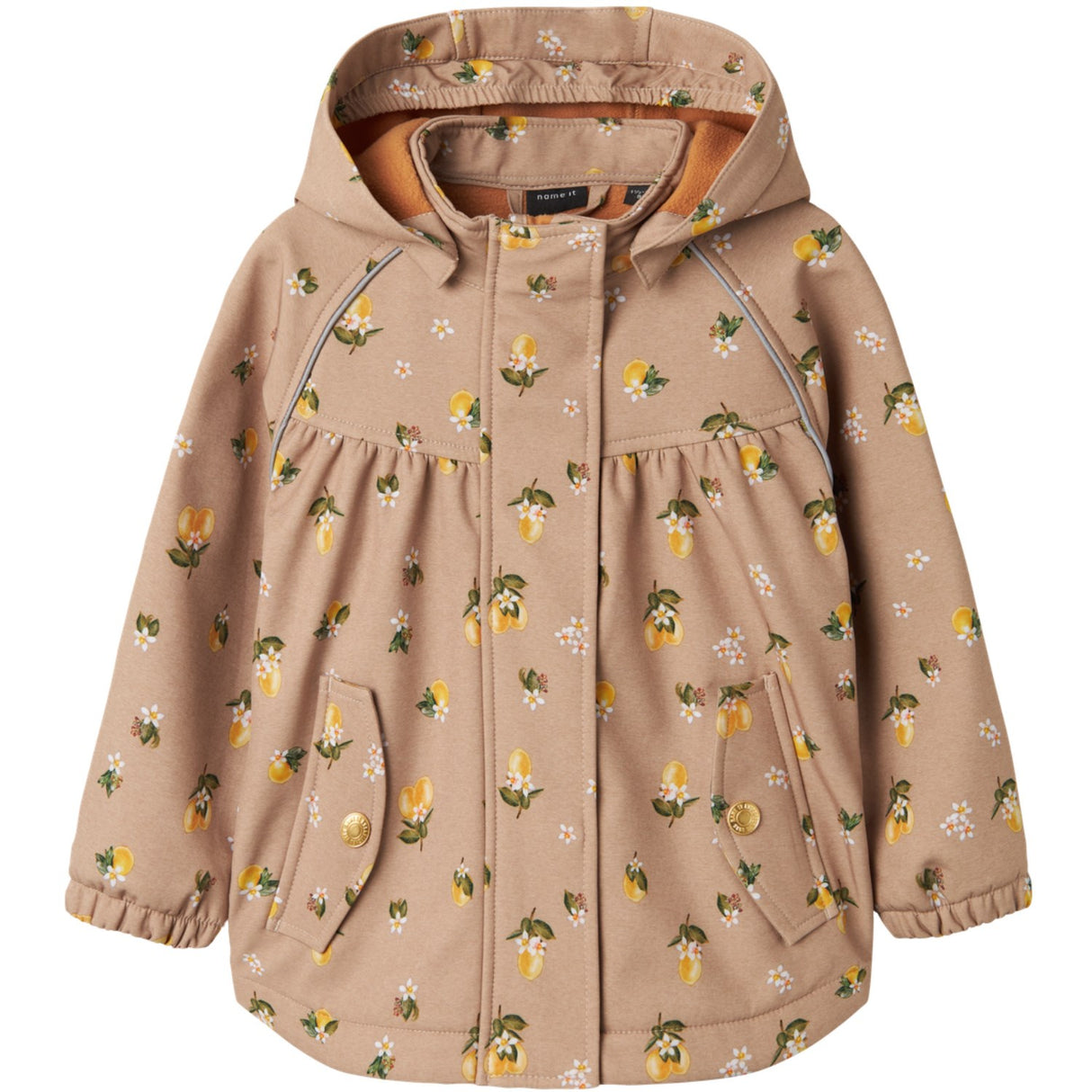 Name It Light Taupe Lemons Alfa08 Softshell A-Shape Jacket Fo