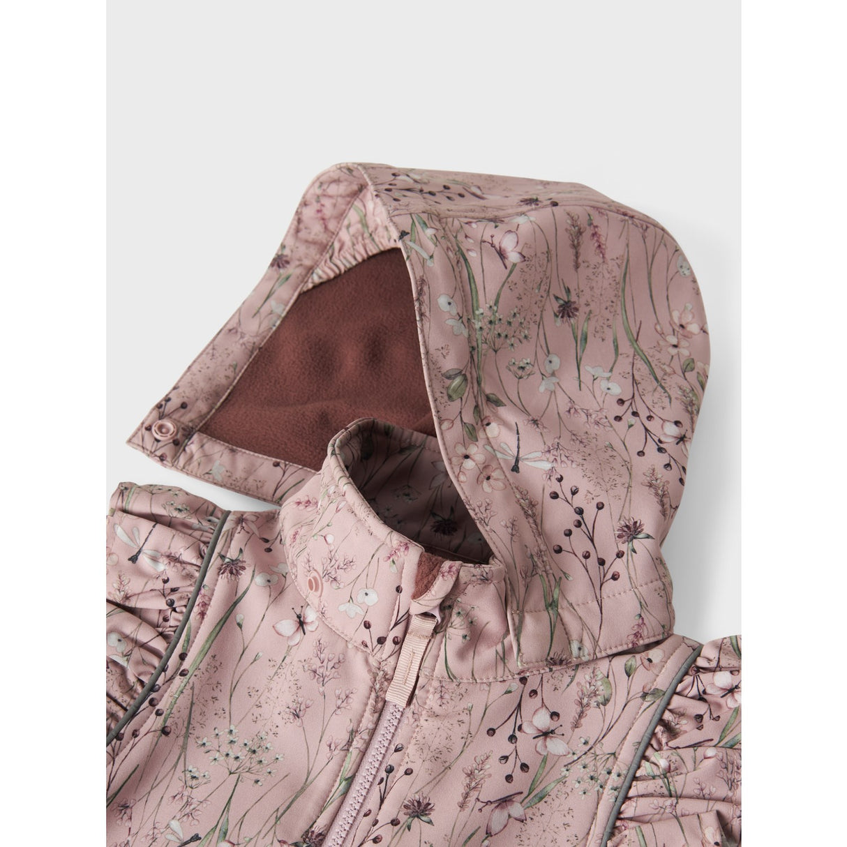 Name It Pale Mauve Flower Meadow Alfa08 Softshell Suit Frill Fo