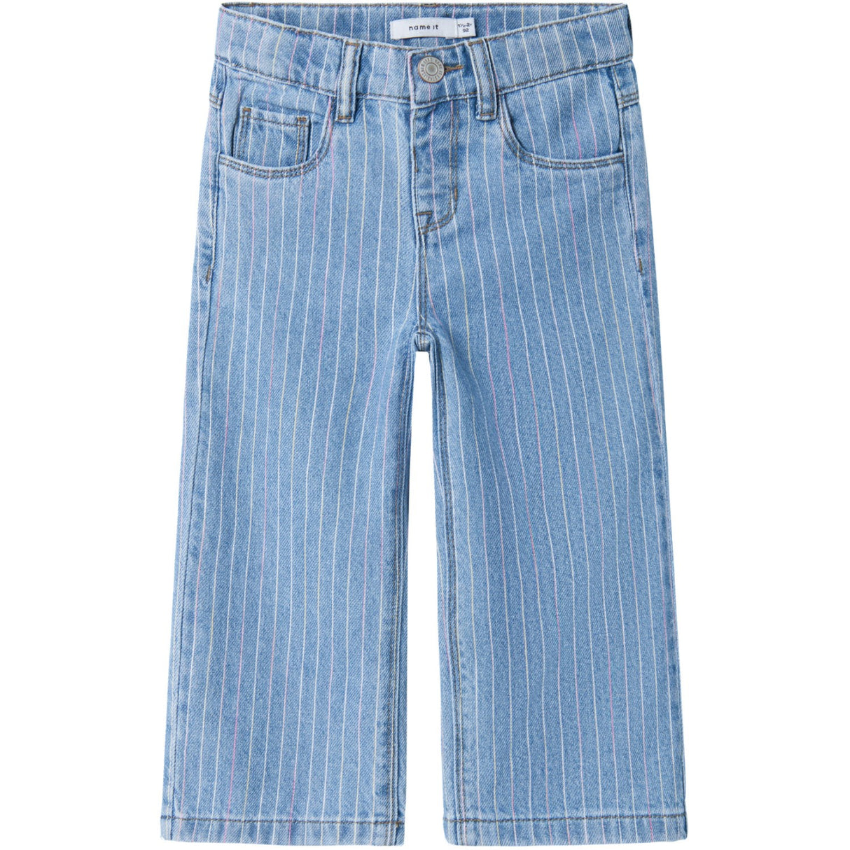 Name It Light Blue Denim Multi Rose Wide Stripe Jeans
