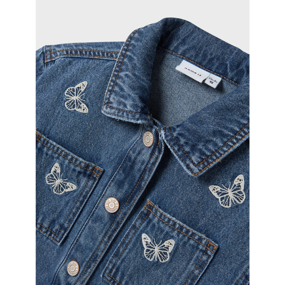 Name It Medium Blue Denim Butterfly Nina Embroidery Denim Jacket