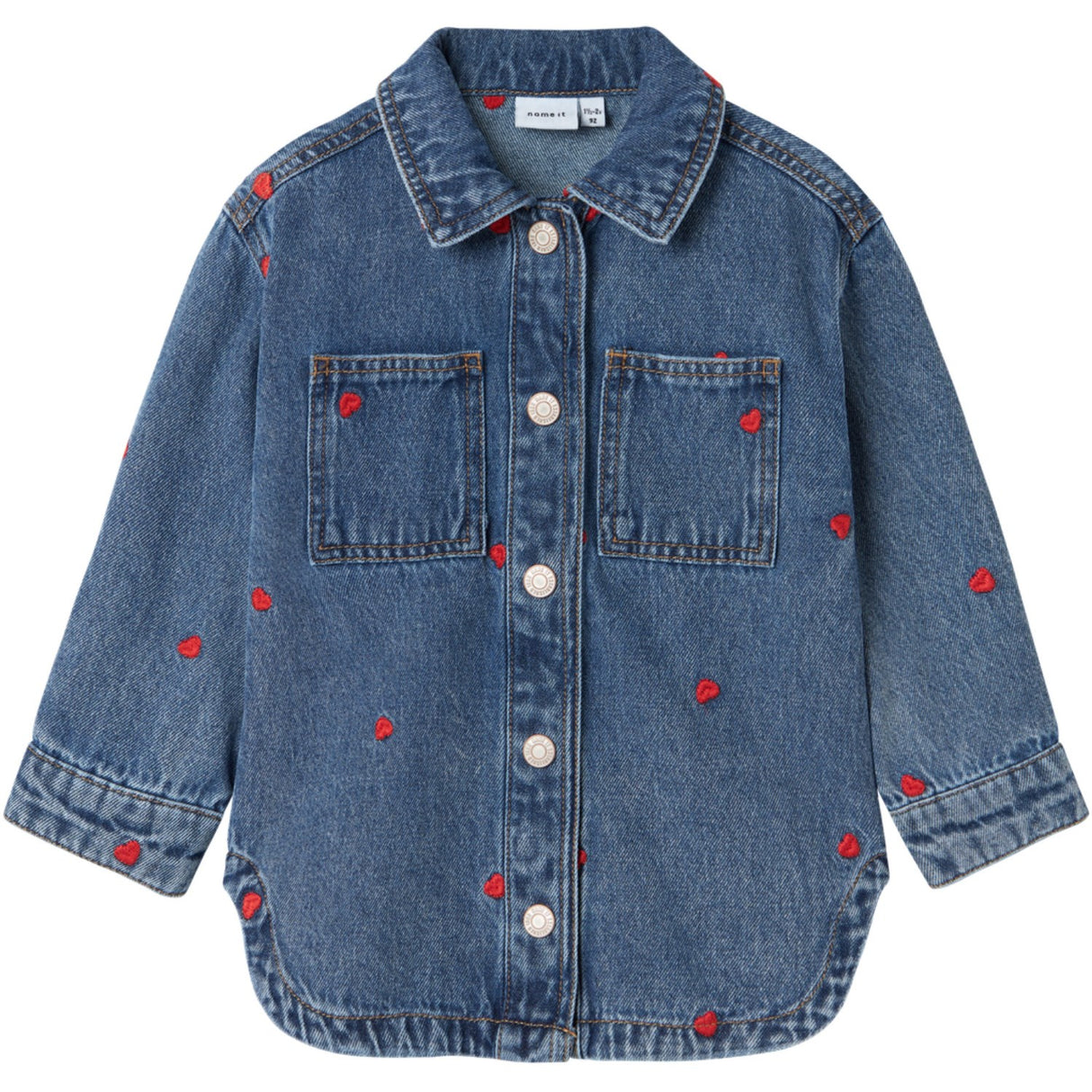 Name It Medium Blue Denim Heart Nina Embroidery Denim Jacket