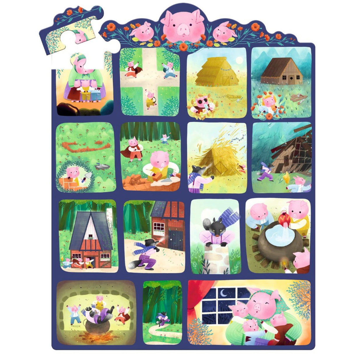Djeco Story Puzzle, The 3 Little Pigs - 35 Pieces