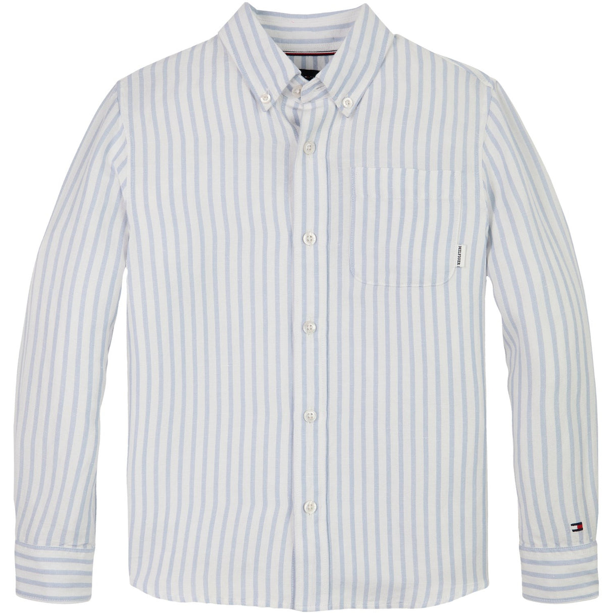 Tommy Hilfiger Breezy Blue Stripe Linen Blend Striped Shirt LS