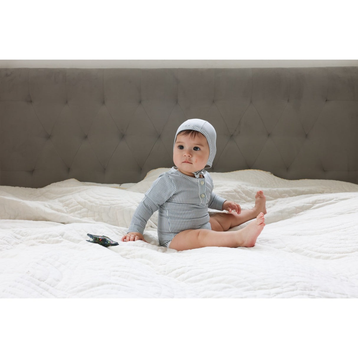 Cam Cam Copenhagen Classic Stripes Blue Baby Bonnet