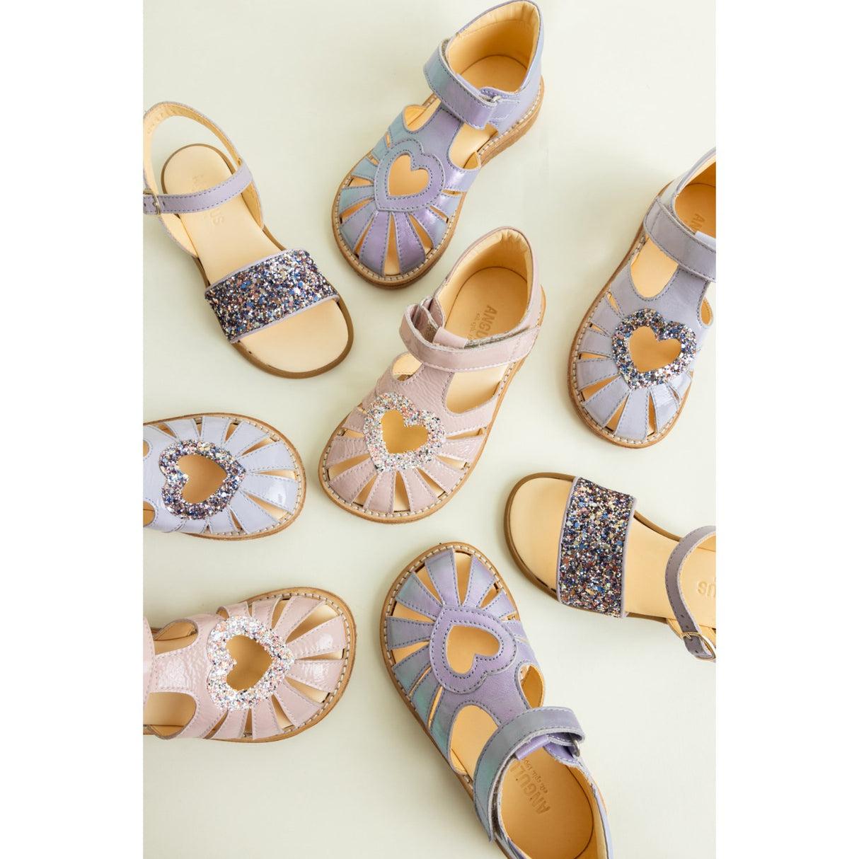 Angulus Rosebud/Rosebud Glitter Hjertesandal Med Glitter Hjerte