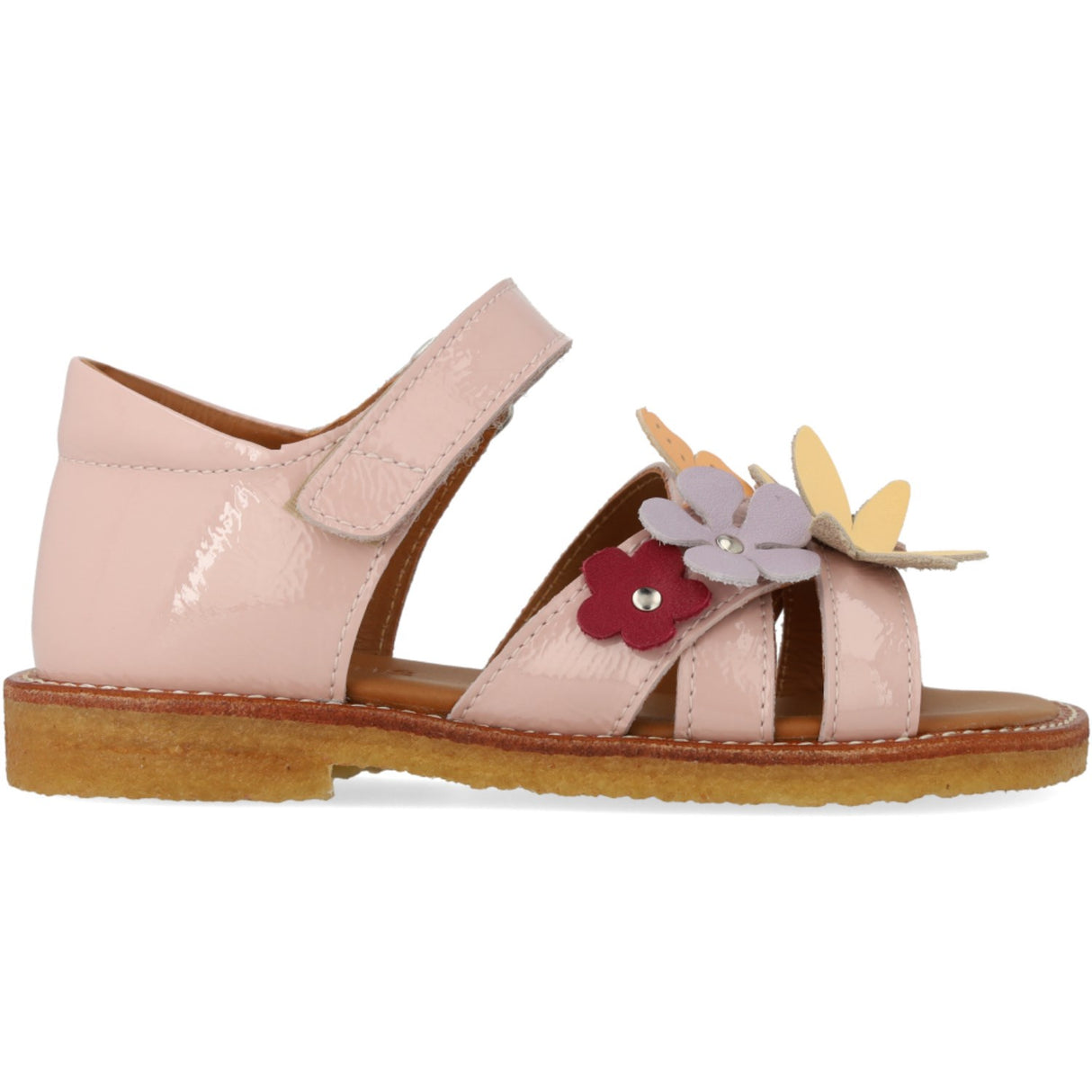 Angulus Rosebud Sandal with Multicolored Floral Appliques