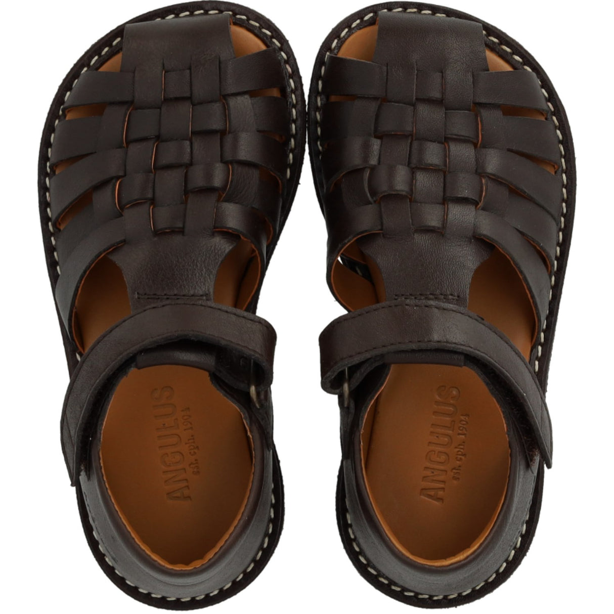 Angulus Dark Brown Braided Leathersandal
