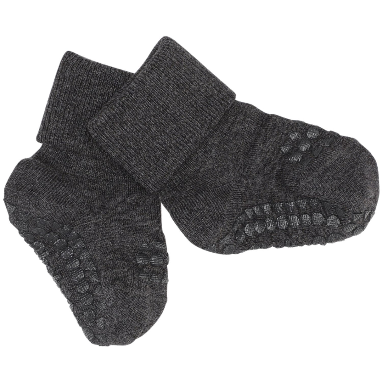 Gobabygo Dark Grey Melange Non-Slip Socks Bamboo
