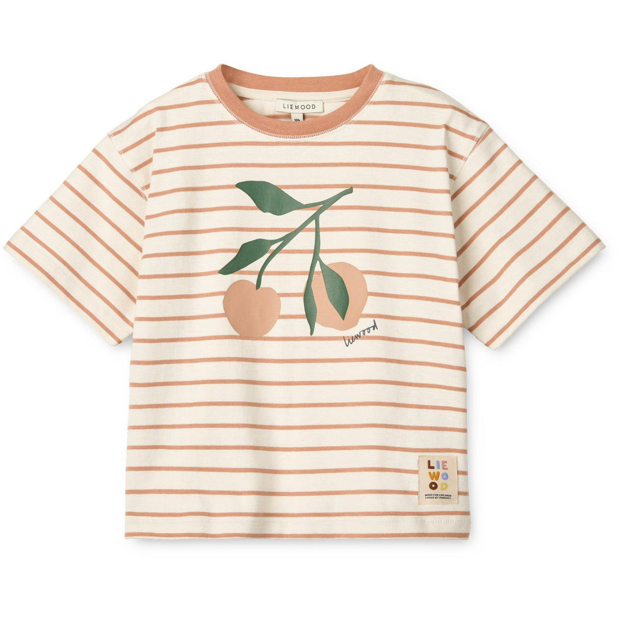 LIEWOOD Peach / Stripe Tuscany Rose / Creme De La Creme Tyler Placement Shortsleeve T-Shirt