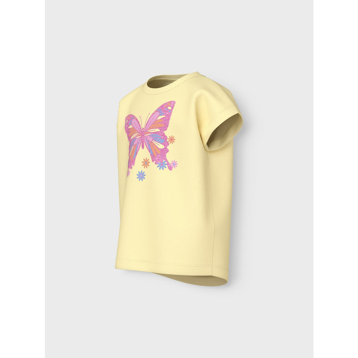Name It Pastel Yellow Butterfly Violet T-Shirt
