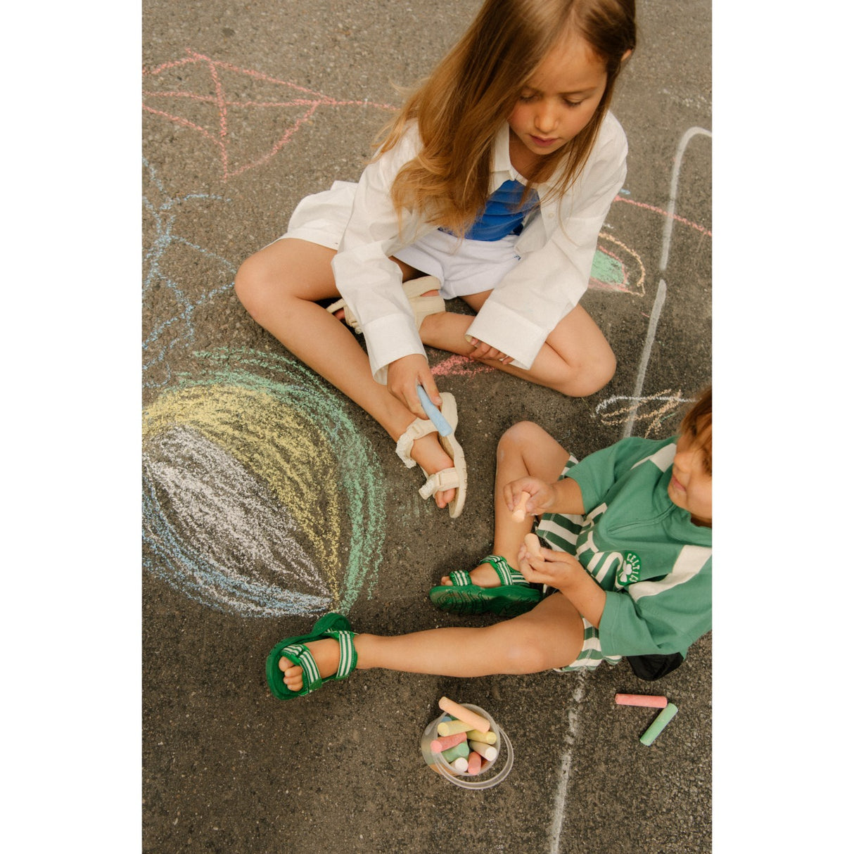 Bisgaard Emerald Green Stripes Trine Kjær X Addie Sandal