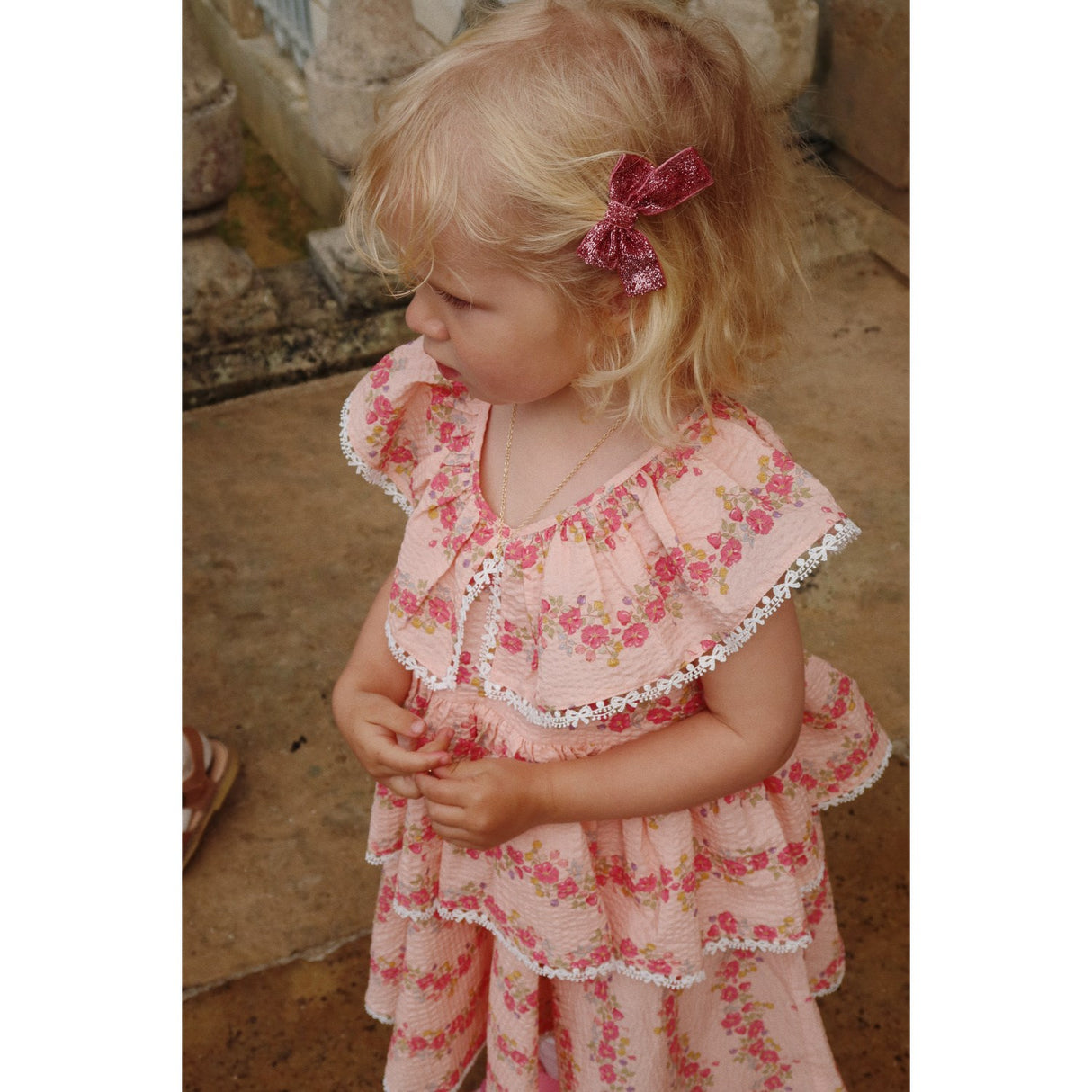 Konges Sløjd Pink Mix 4 Pack Glitter Bow Hair Clips