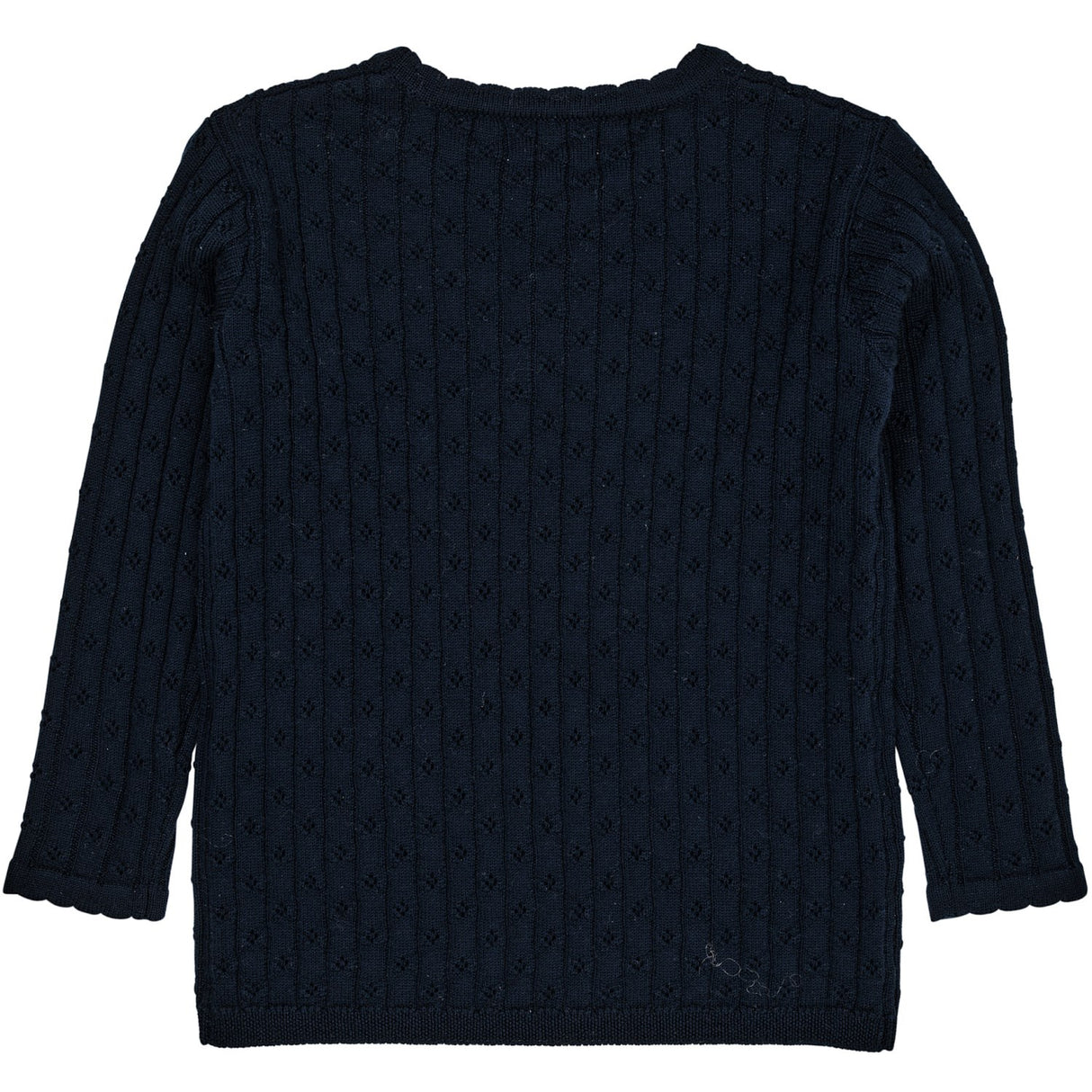 COPENHAGEN COLORS Navy Merino Classic Pointelle Blouse