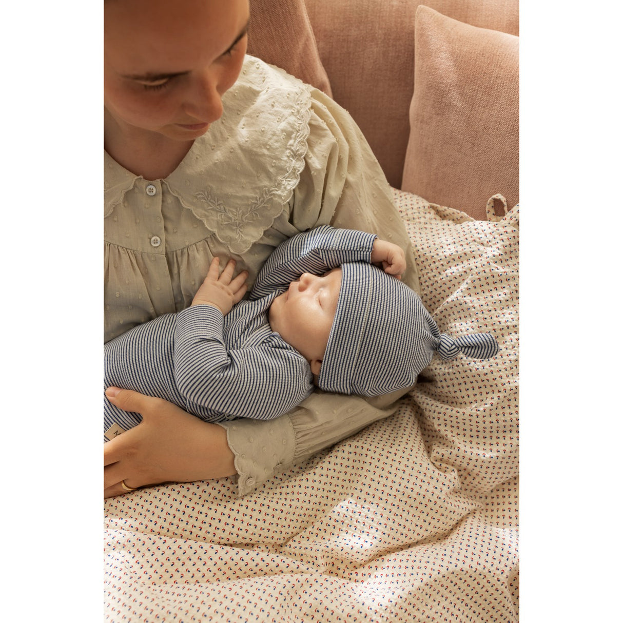 MarMar New Born Modal Fine Rib Blue Stripe Aiki Hat