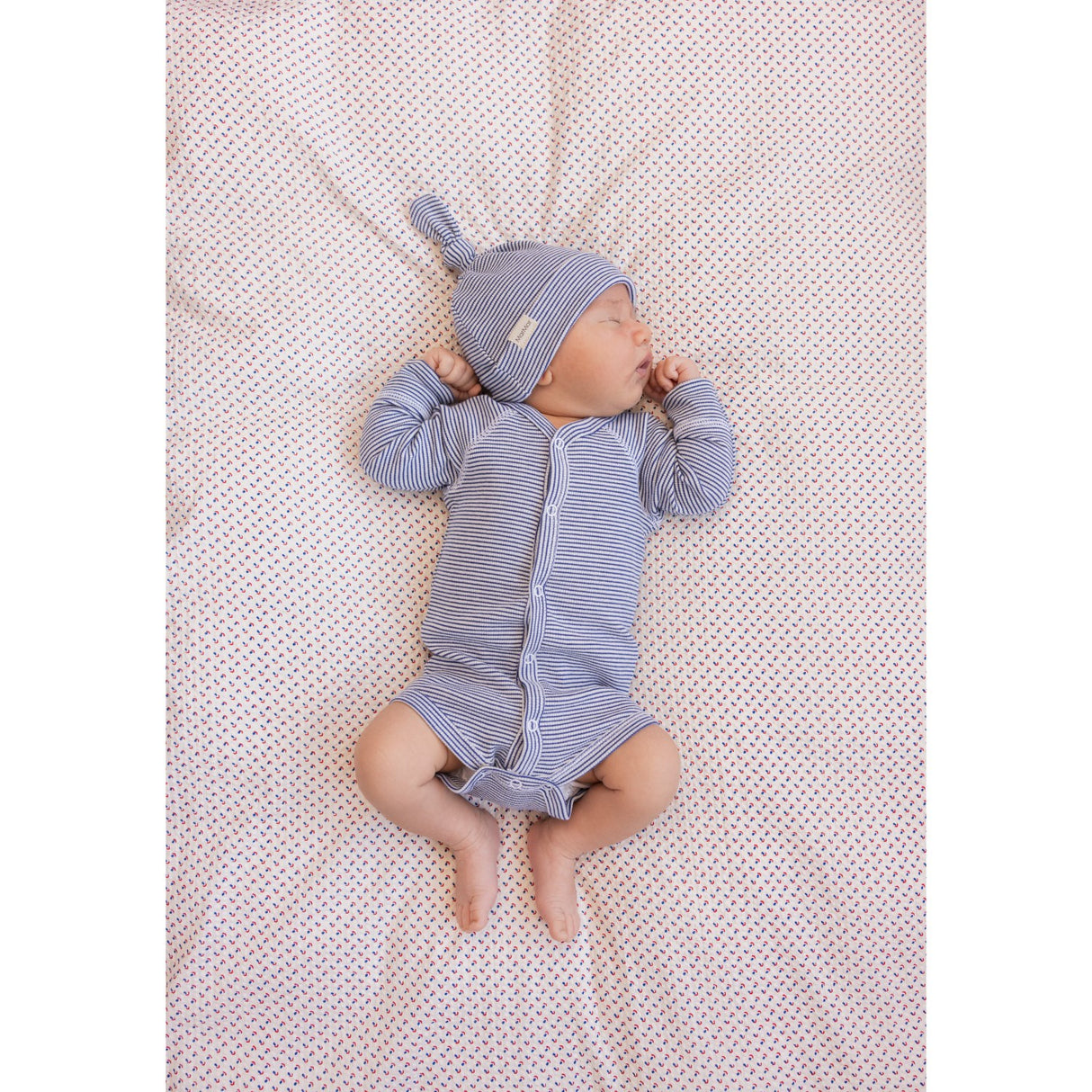 MarMar New Born Modal Fine Rib Blue Stripe Aiki Hat