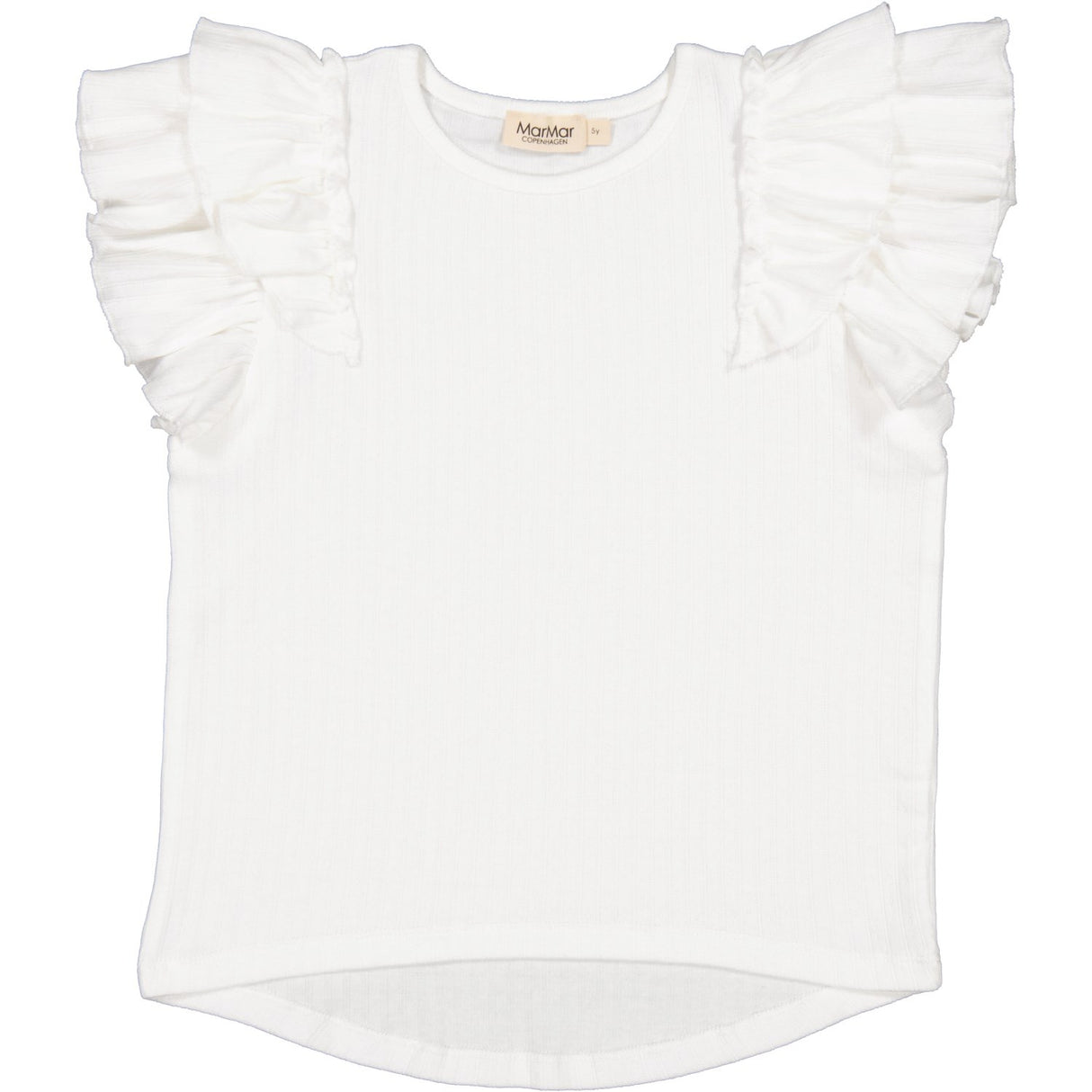 MarMar Modal Pointelle Gentle White Tavora Frill T-Shirt