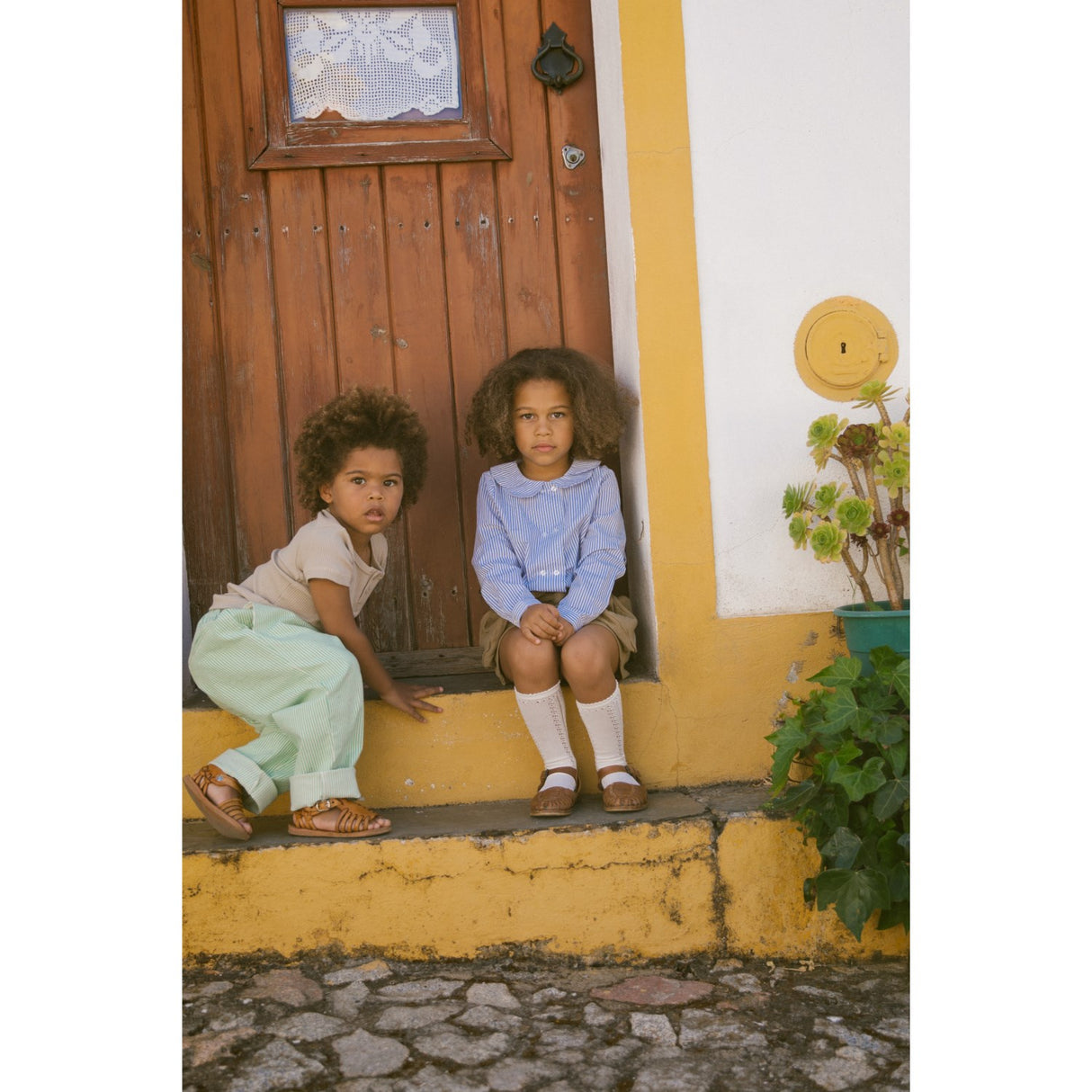 MarMar Soft Denim Cale Green Stripe Paloma Pants