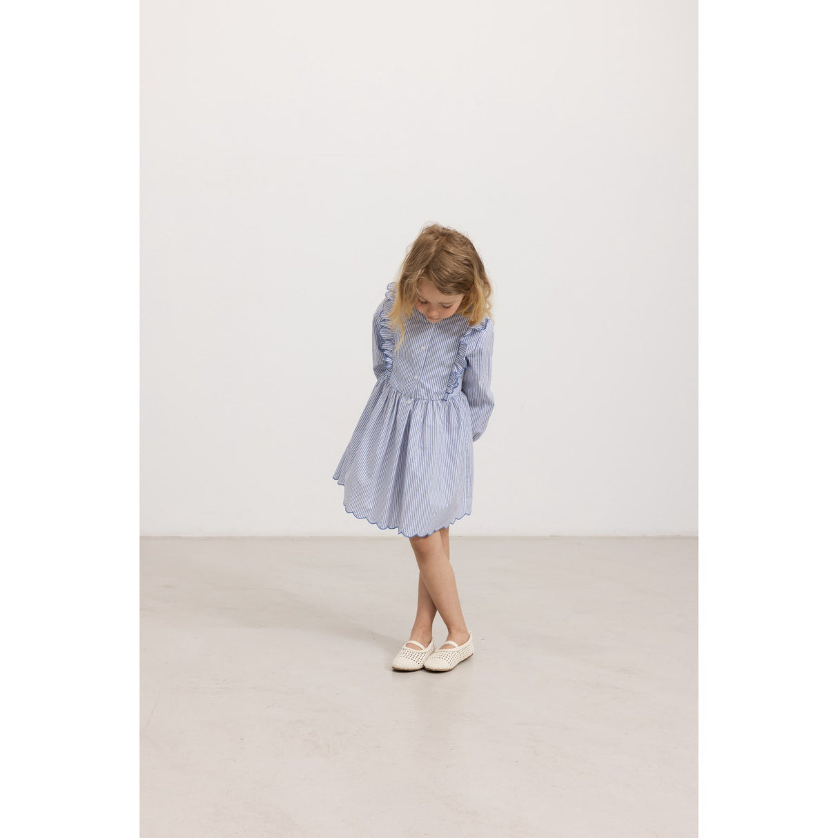 MarMar Poplin Bolich Blue Strips Deidra LS Dress