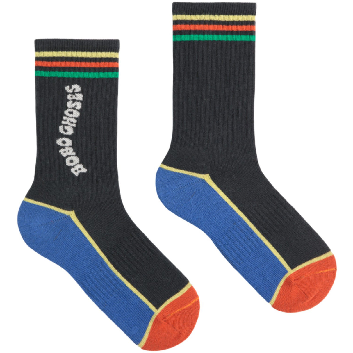 Bobo Choses Dark Grey Color Block Long Socks