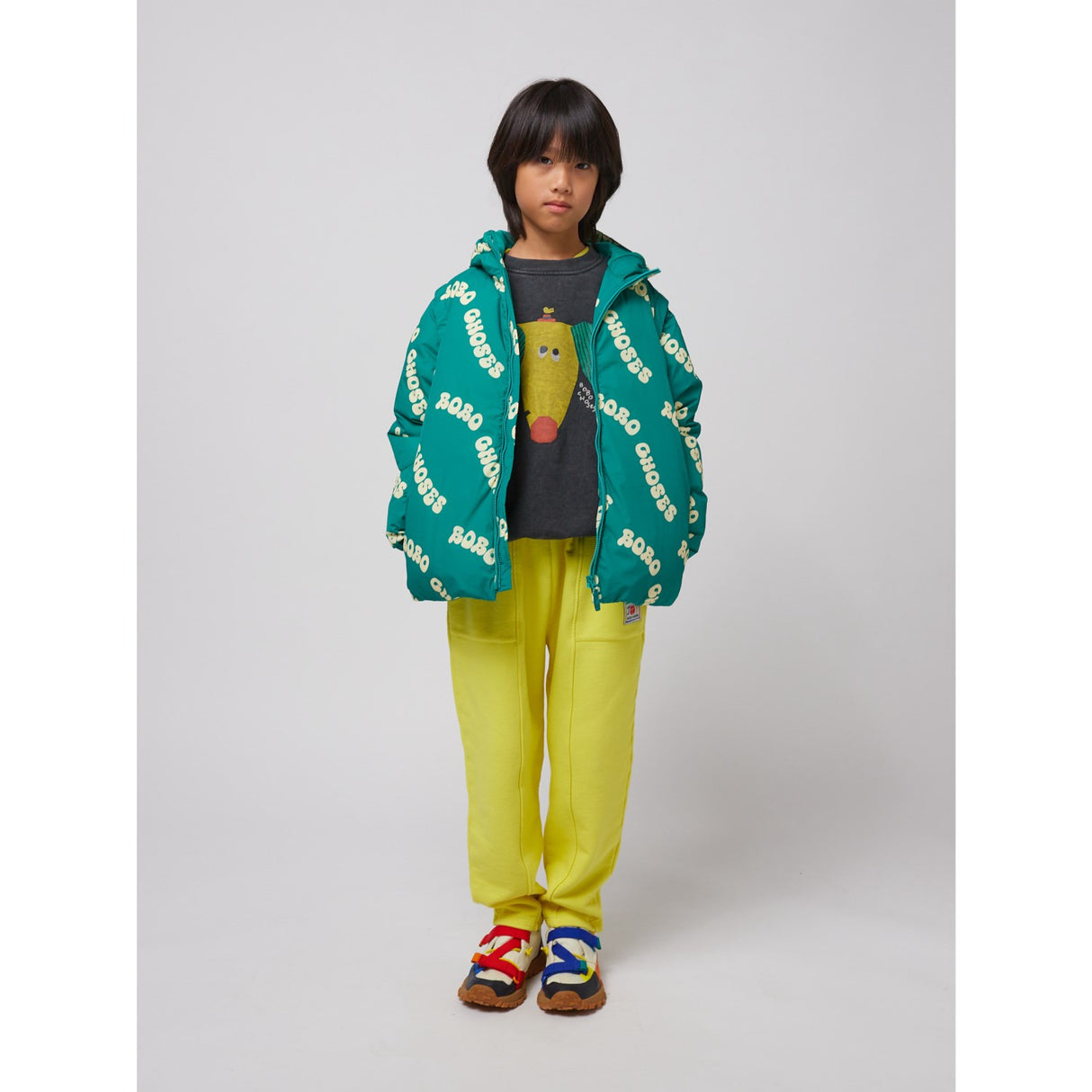 Bobo Choses Green Wavy Bobo Choses All Over Light Padded Anorak