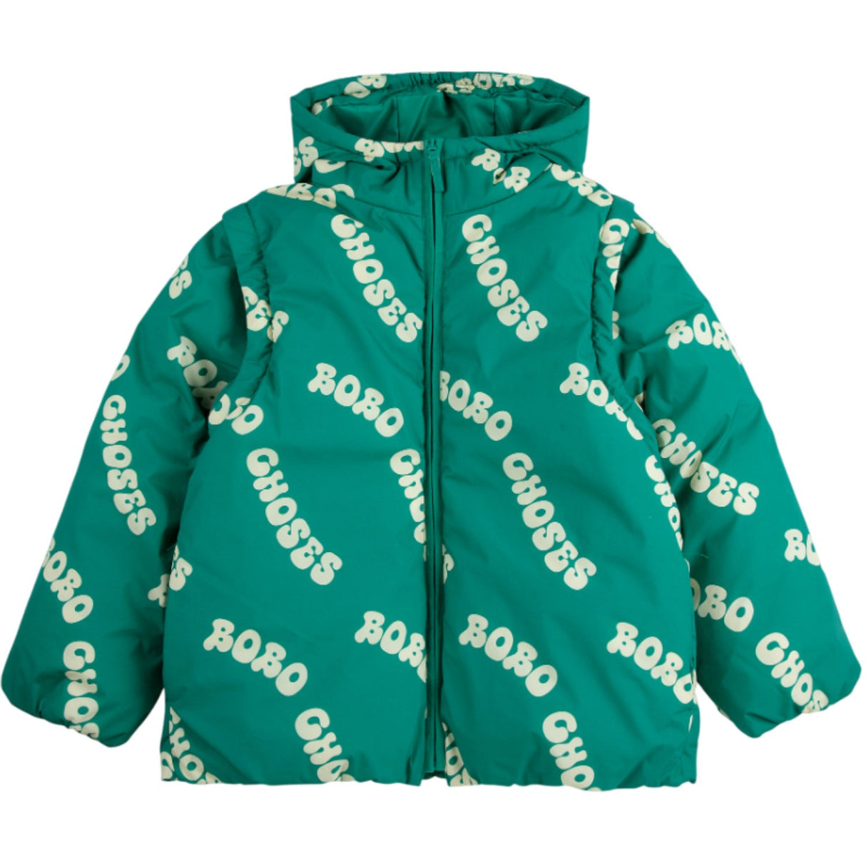 Bobo Choses Green Wavy Bobo Choses All Over Light Padded Anorak