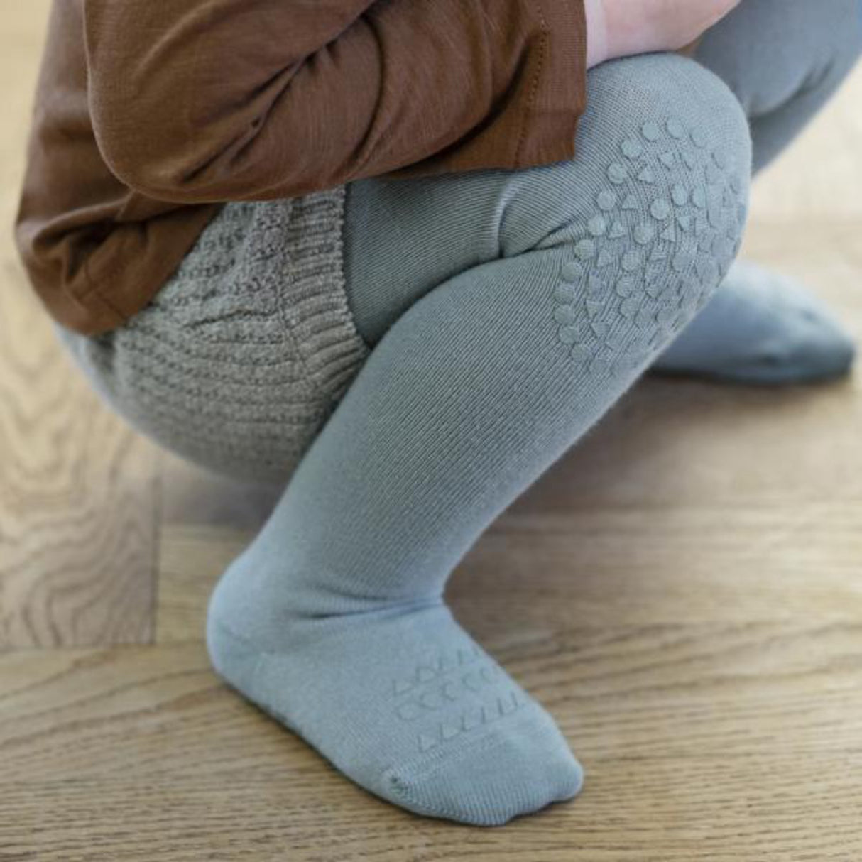 Gobabygo Dusty Blue Crawling Tights Organic Cotton