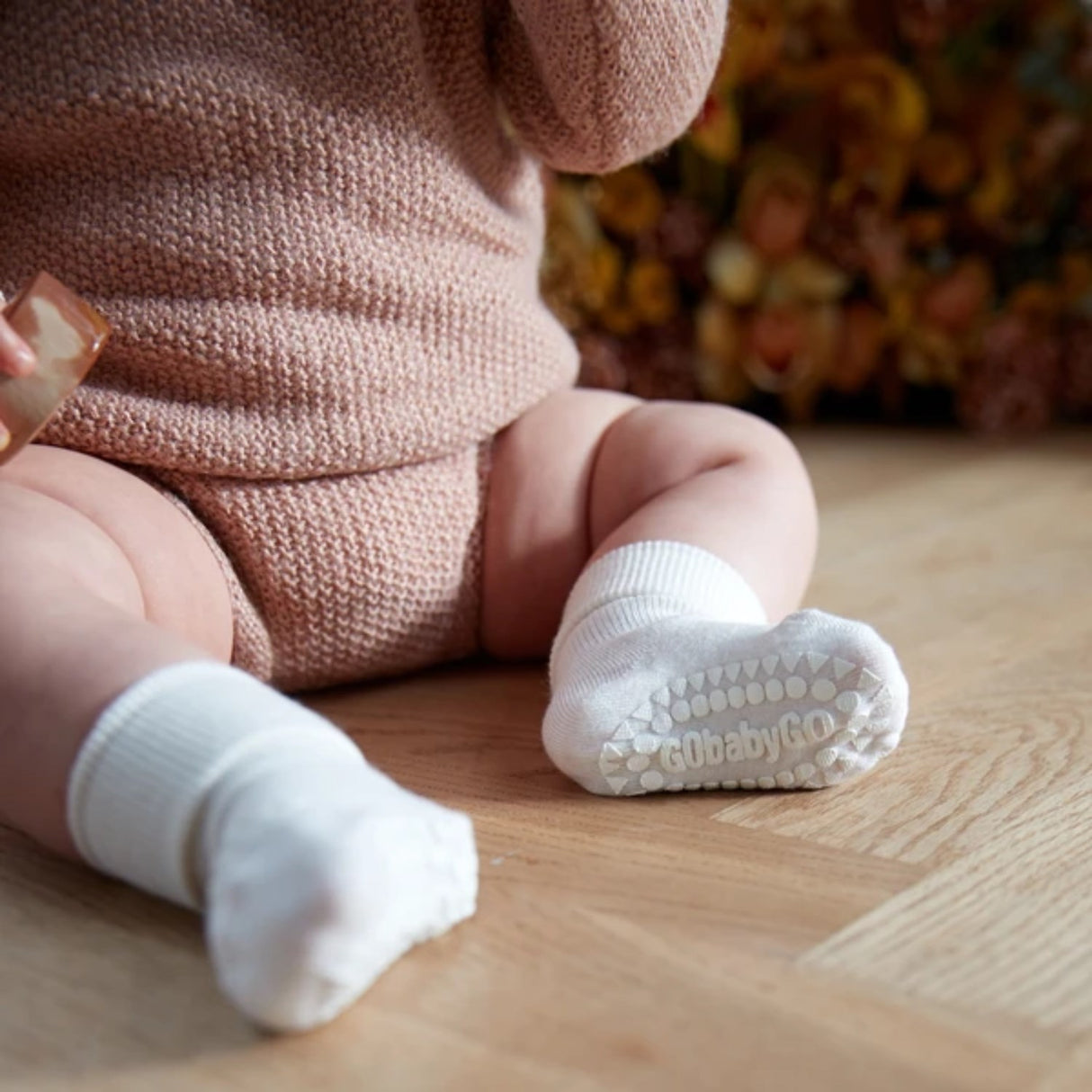 Gobabygo Off White Non-Slip Socks Bamboo