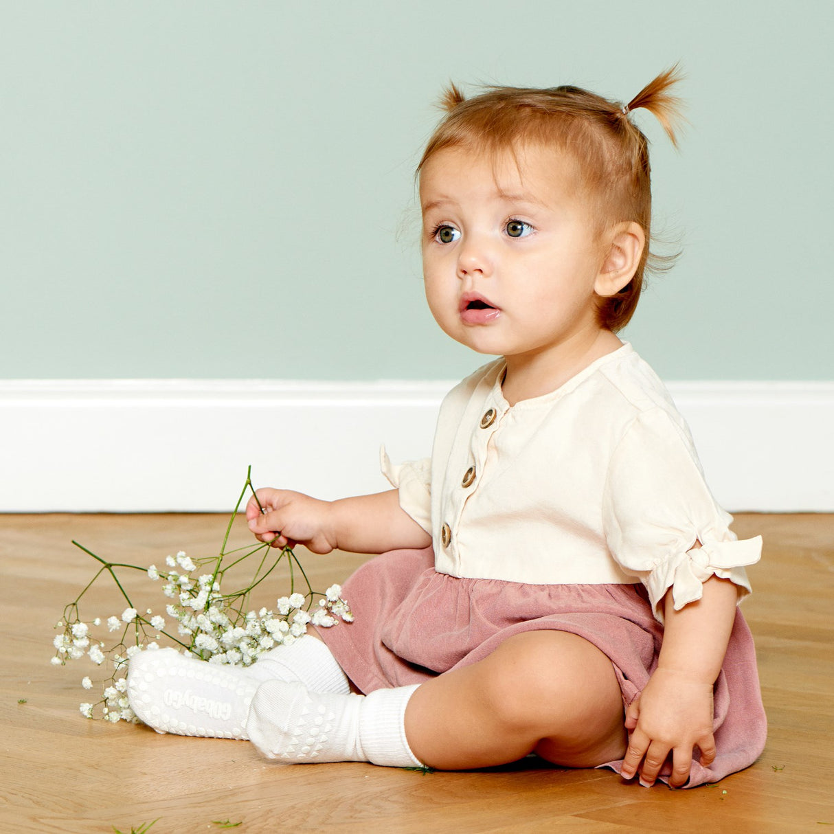 Gobabygo Off White Non-Slip Socks Bamboo