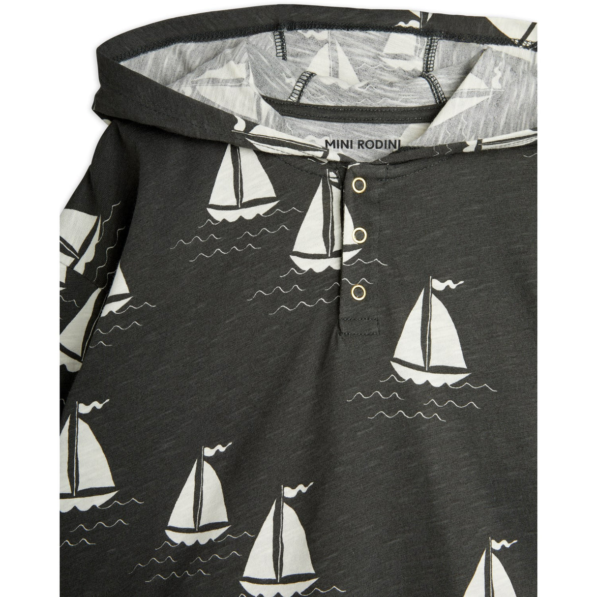 Mini Rodini Grey Sailing Boats AOP Hoodie
