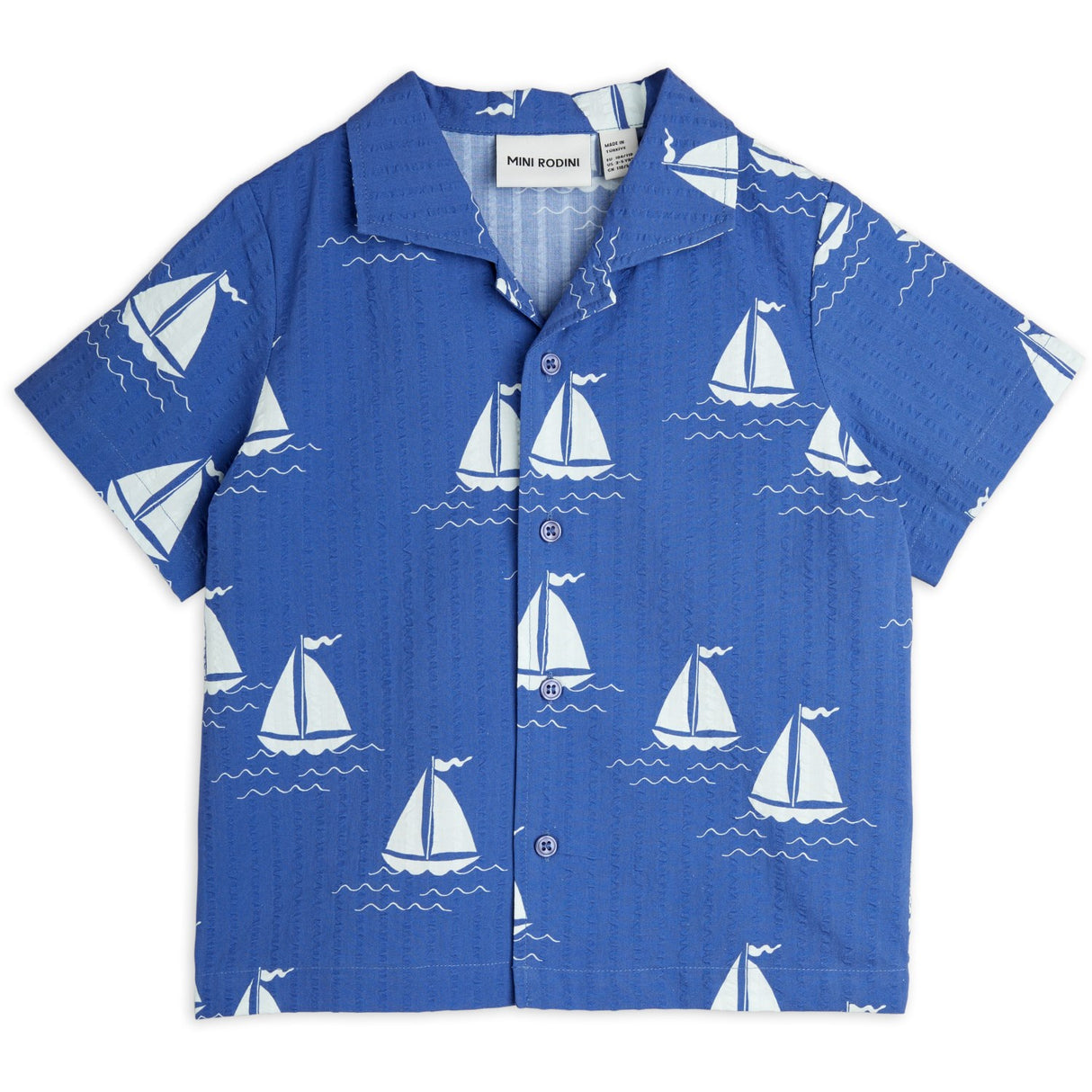 Mini Rodini Blue Sailing Boats AOP Woven Shirt