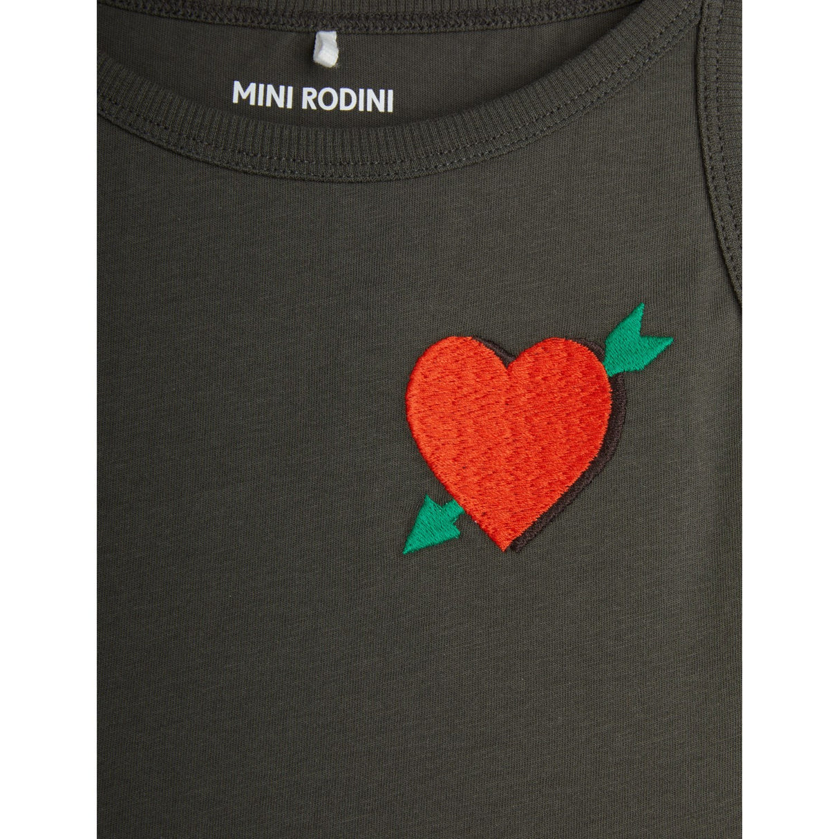 Mini Rodini Black Arrowed Heart Embroidery Tank Dress