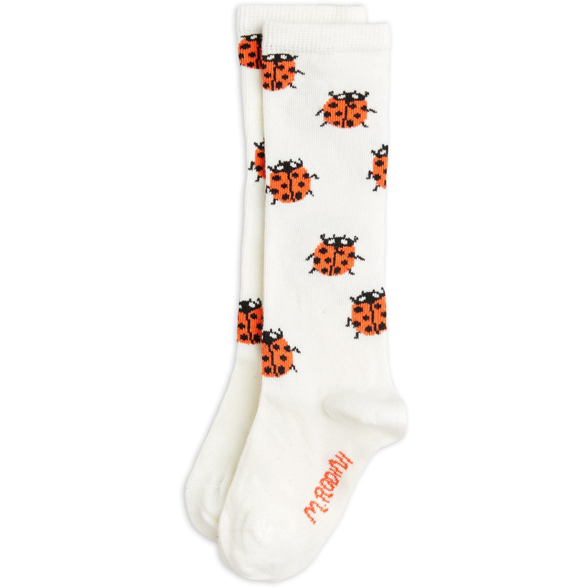 Mini Rodini White Ladybugs Knee-High Socks