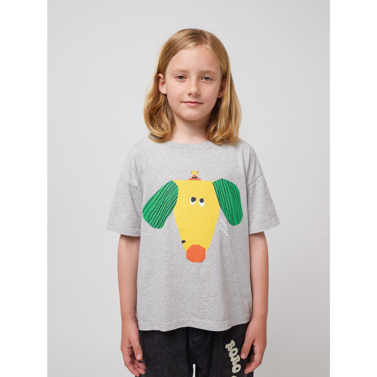 Bobo Choses Heather Grey Happy Dog T-Shirt