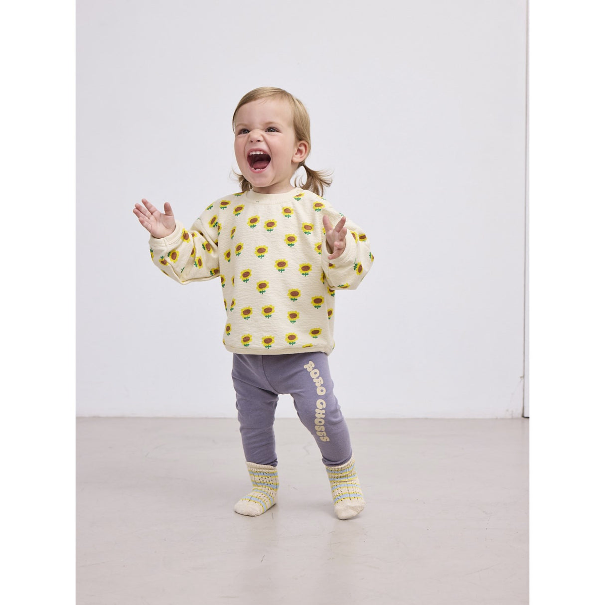 Bobo Choses Beige Sunflower All Over Sweatshirt