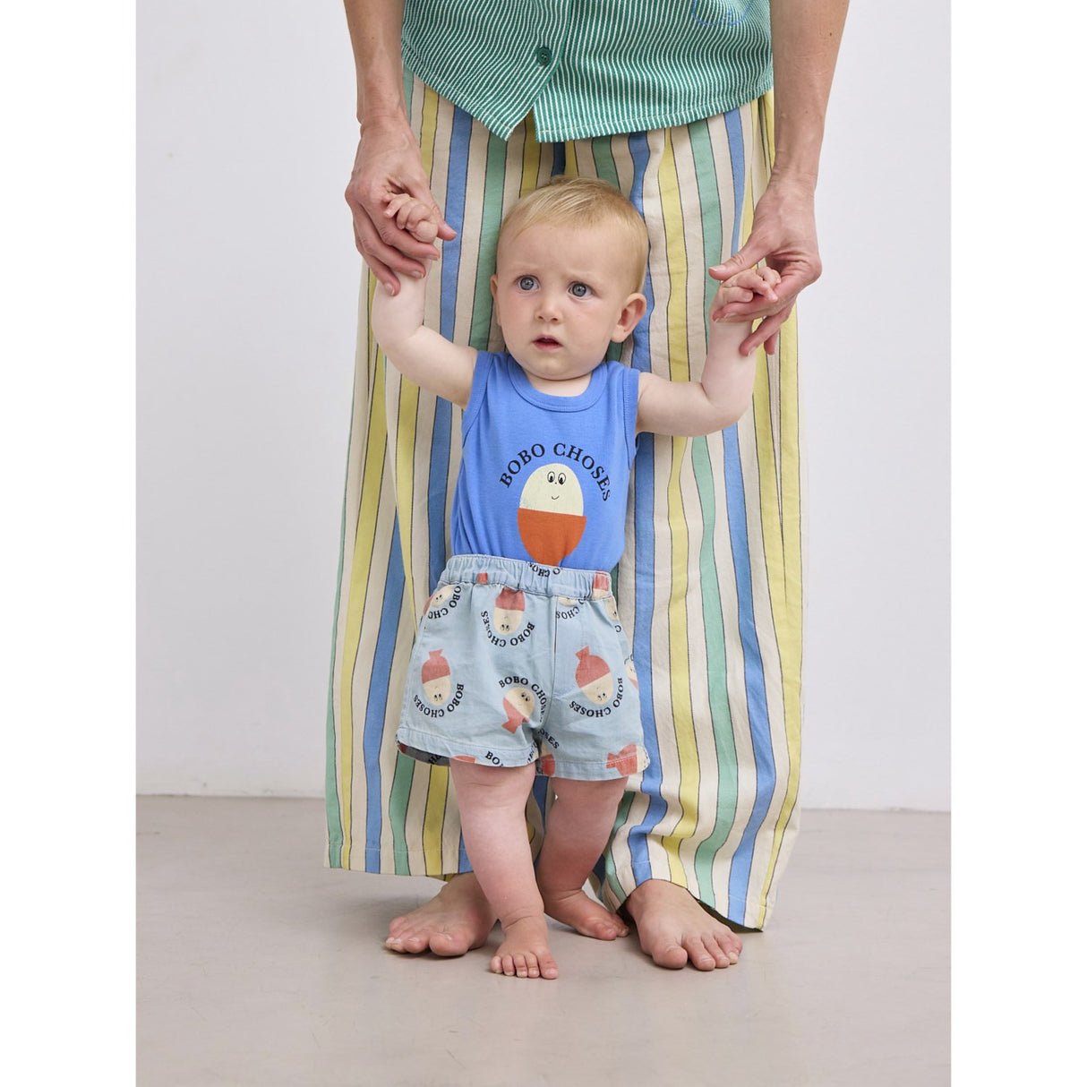 Bobo Choses Light Blue Morning Egg All Over Denim Shorts