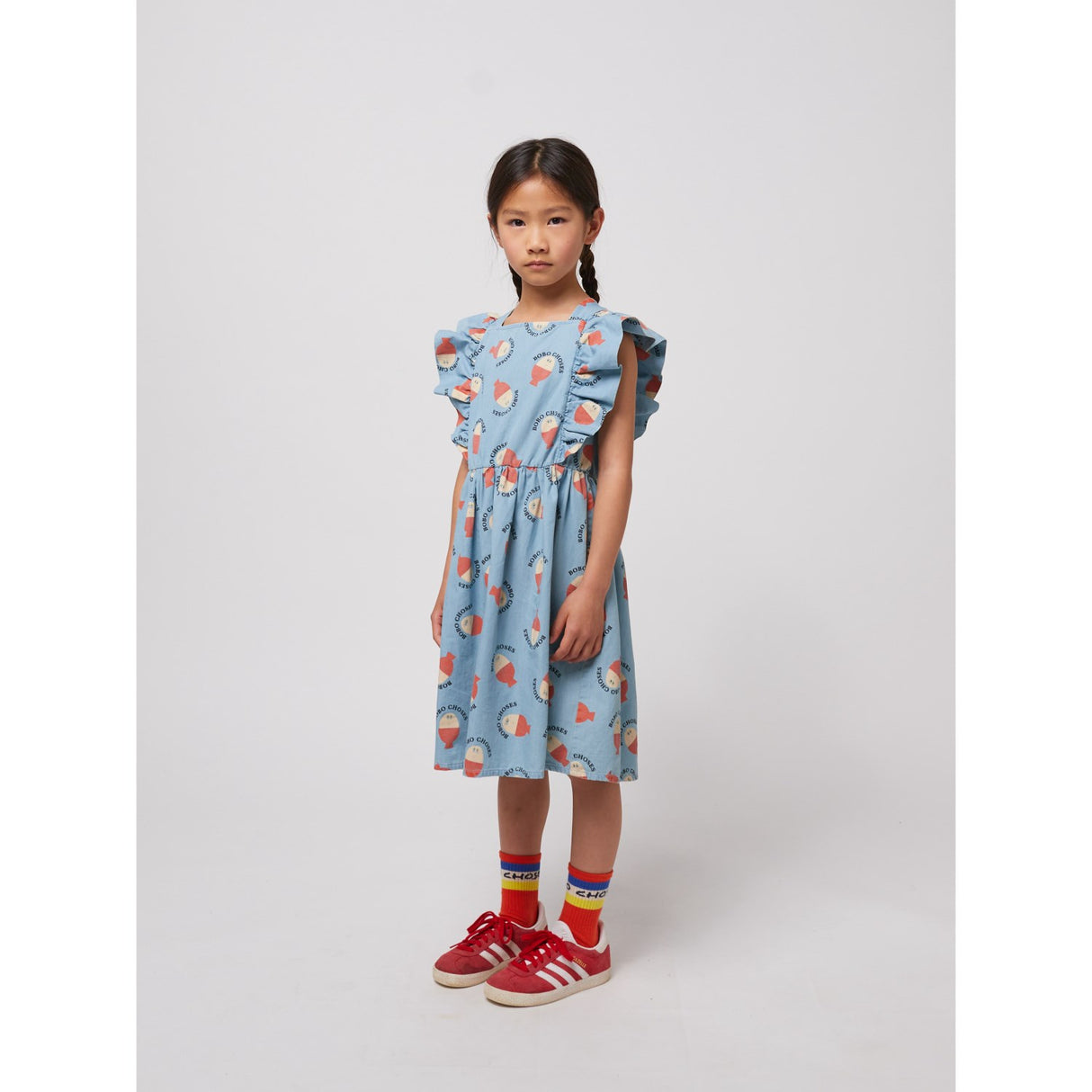 Bobo Choses Light Blue Morning Egg All Over Ruffle Dress