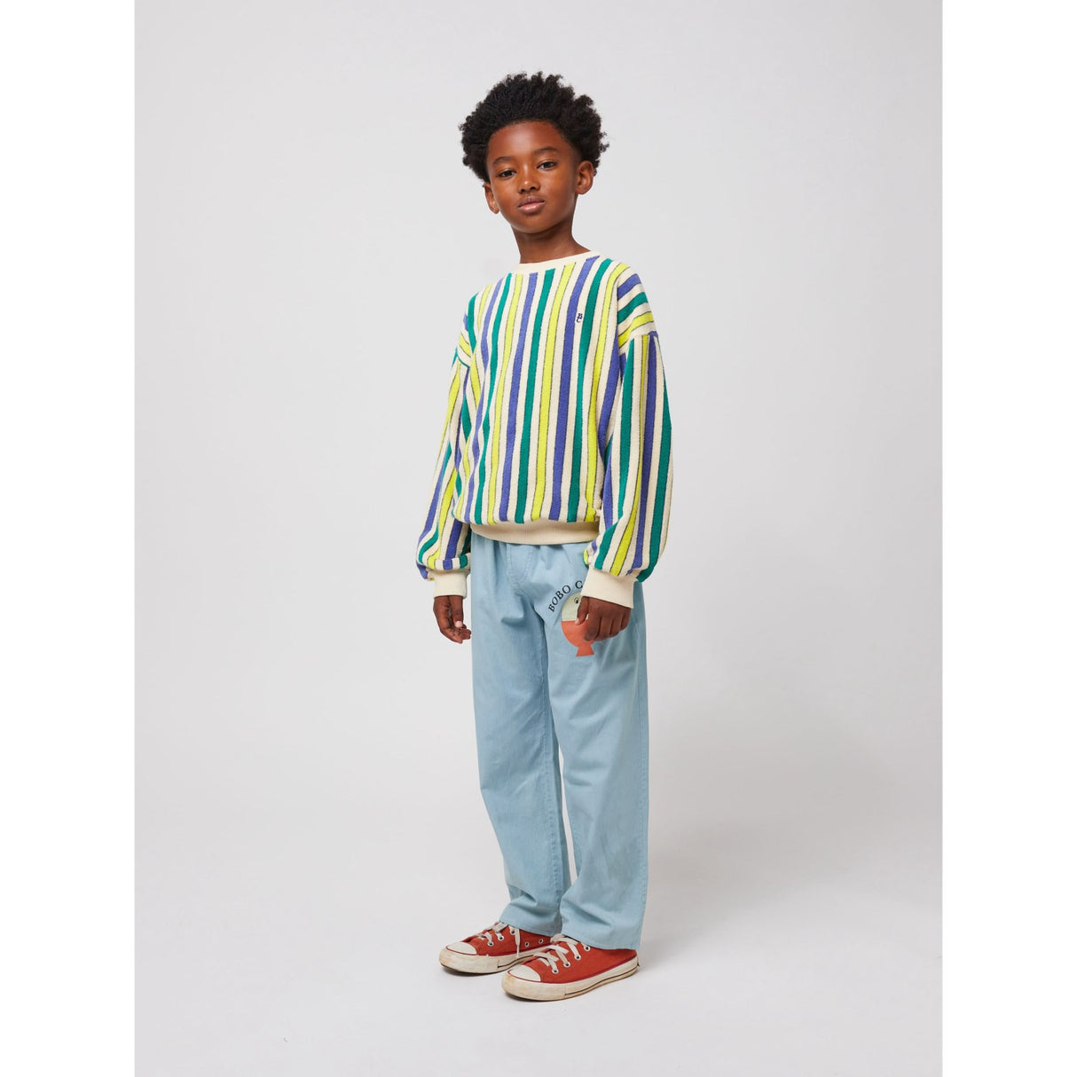Bobo Choses Offwhite Multicolor Stripes Terry Cloth Sweatshirt