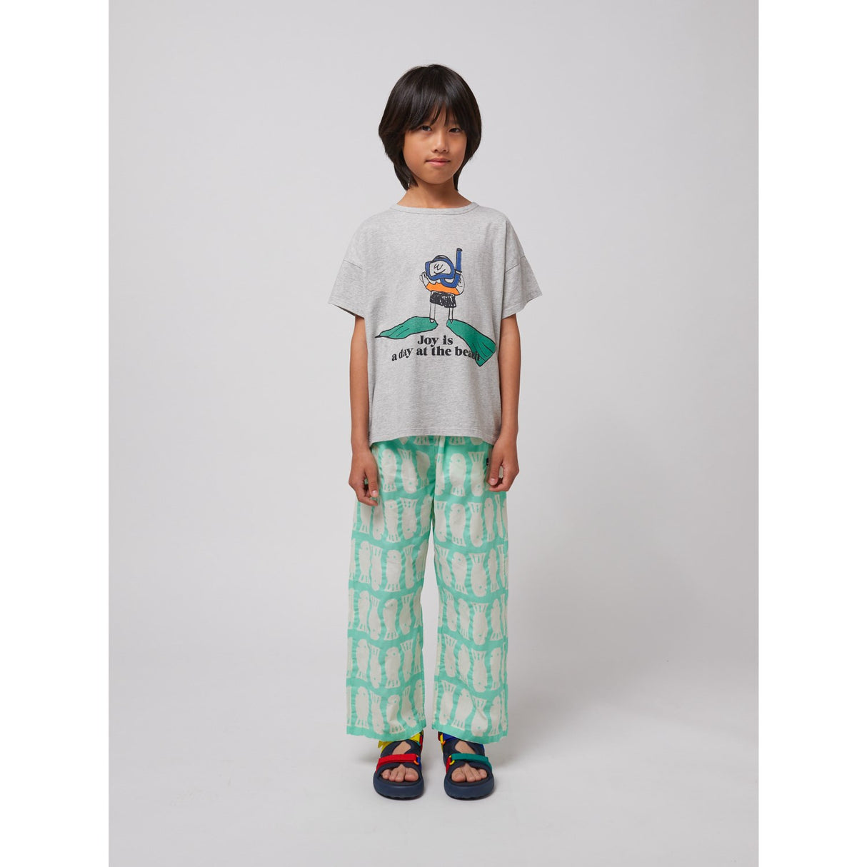 Bobo Choses Heather Grey A Day At The Beach T-Shirt