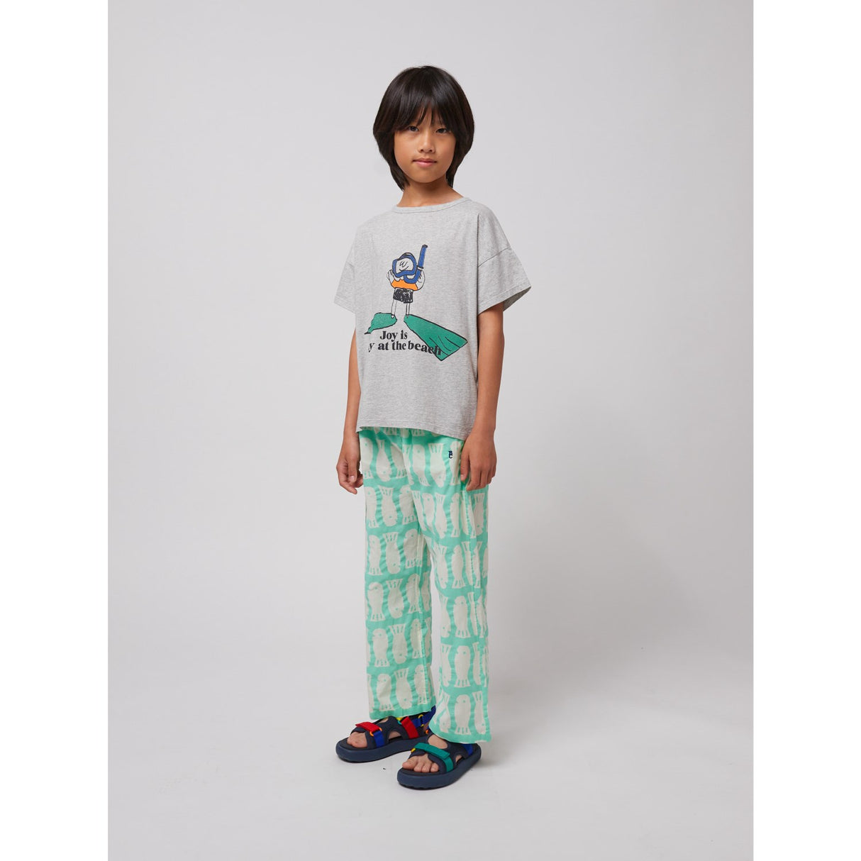 Bobo Choses Heather Grey A Day At The Beach T-Shirt