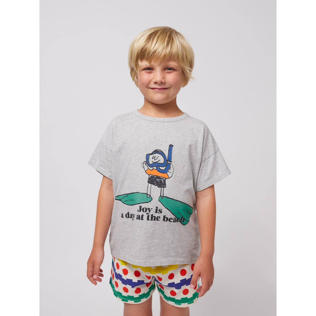 Bobo Choses Heather Grey A Day At The Beach T-Shirt